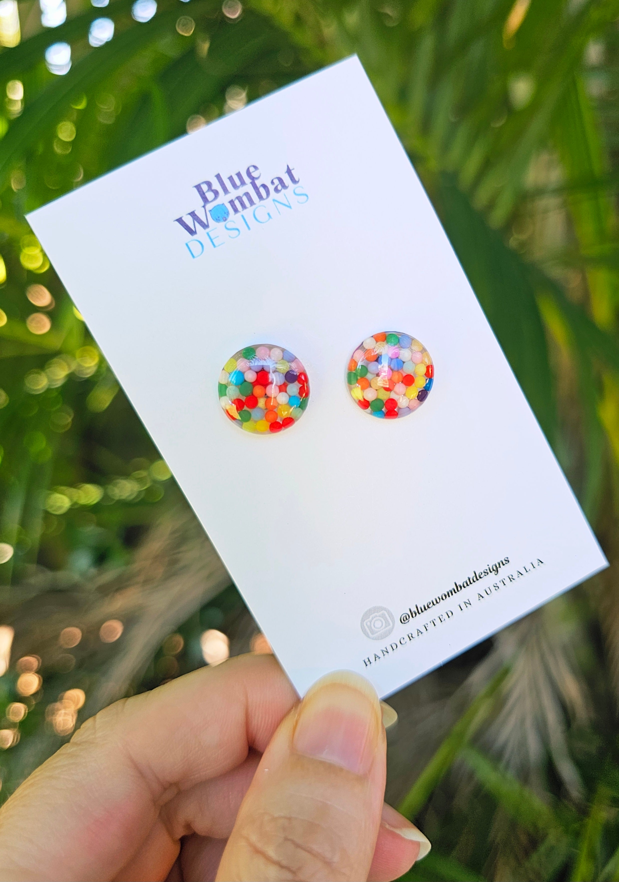 Colourful Resin Domed Mixed Clay Studs 14mm