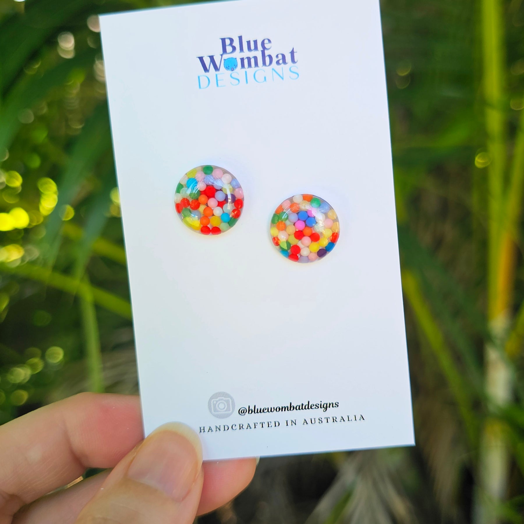 Colourful Resin Domed Mixed Clay Studs 14mm