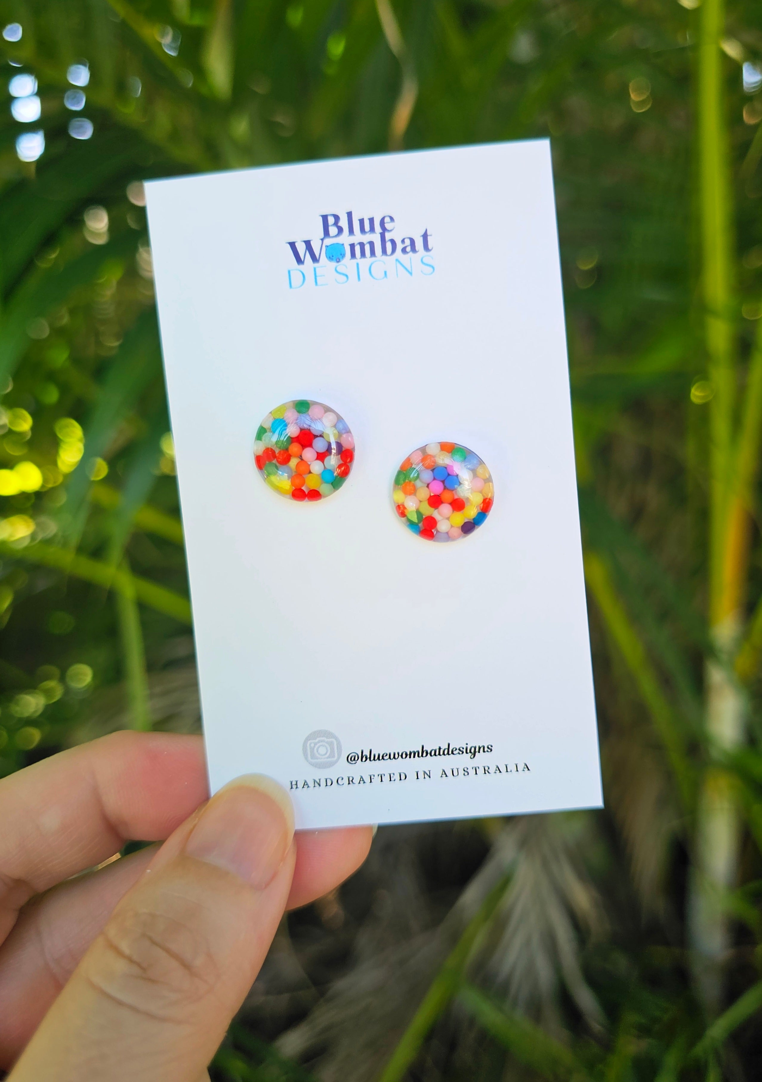Colourful Resin Domed Mixed Clay Studs 14mm