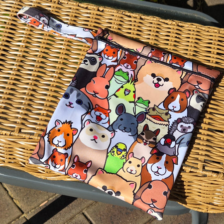 MEDIUM Wet Bag in cute animal print