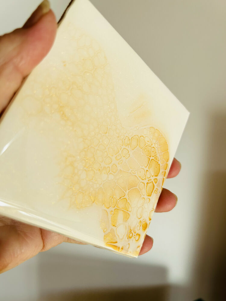 Fluid Art/Resin Drink Coasters (Set of 4) Gold Sparkle