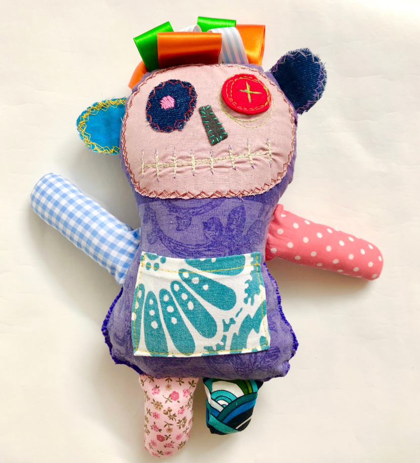 Fabric Monster Doll, Worry Doll, Softie Art Doll - Jazz