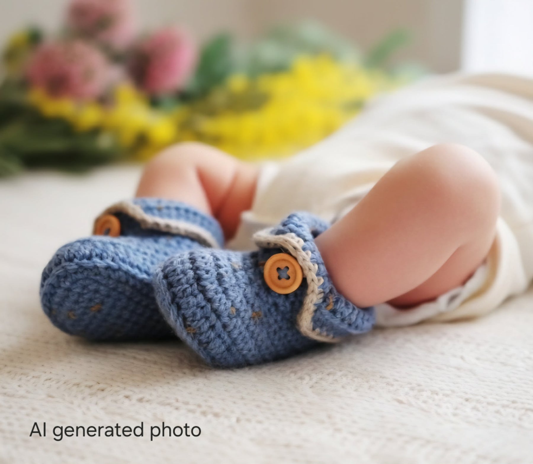 Baby Booties | Blue Tweed | Newborn | Crochet | Knit | Shoes | Socks