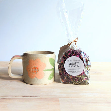 Handmade Ceramic cup| Unique Sgraffito Pottery Cup| Australian Made Mother's Day Gift Bundle