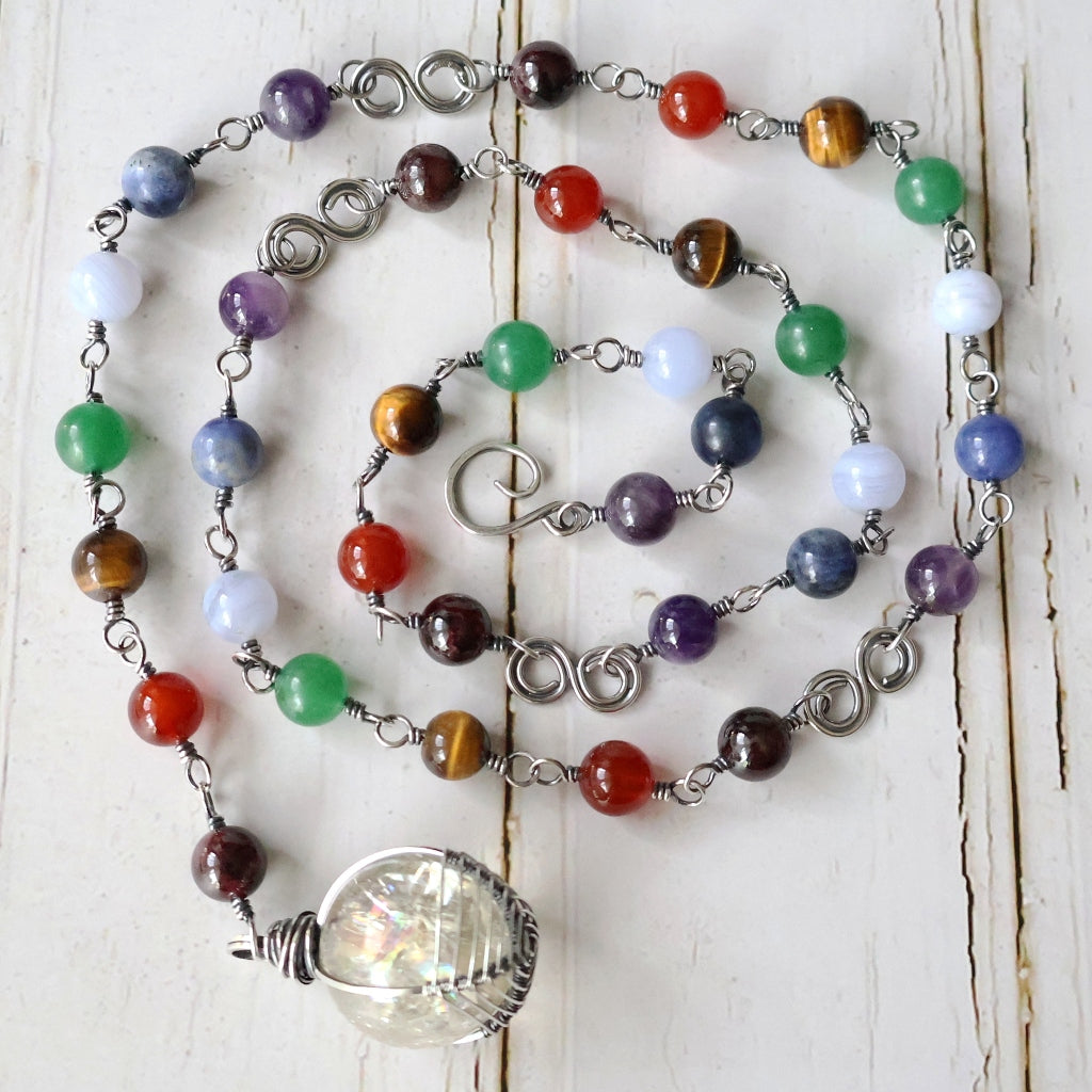 RESERVED ~ Long Chakra Necklace ~ Handcrafted with Australian Made Sterling Silver