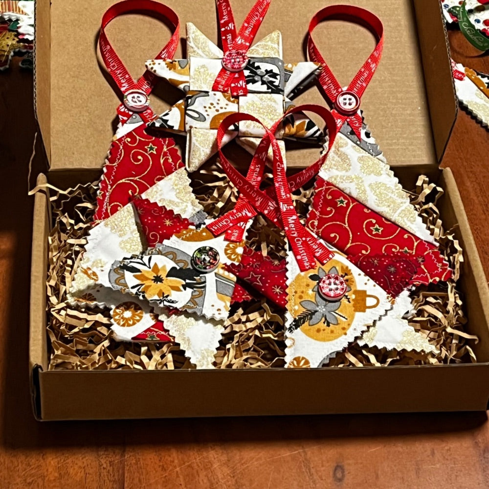 Handmade | Fabric Christmas Decorations | pack of 5 | reusable