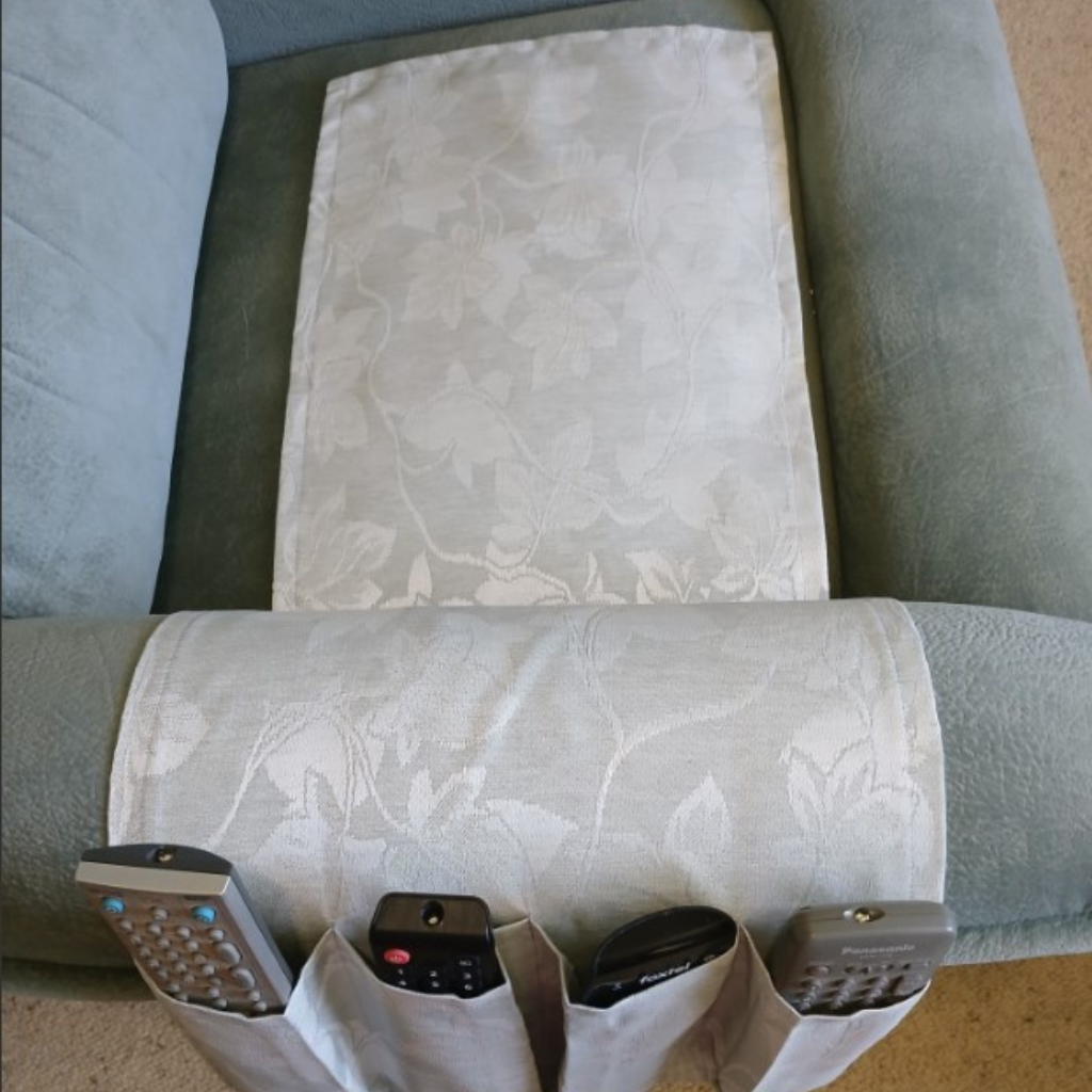 Fabric Remote Control Holder -grey 4 pockets