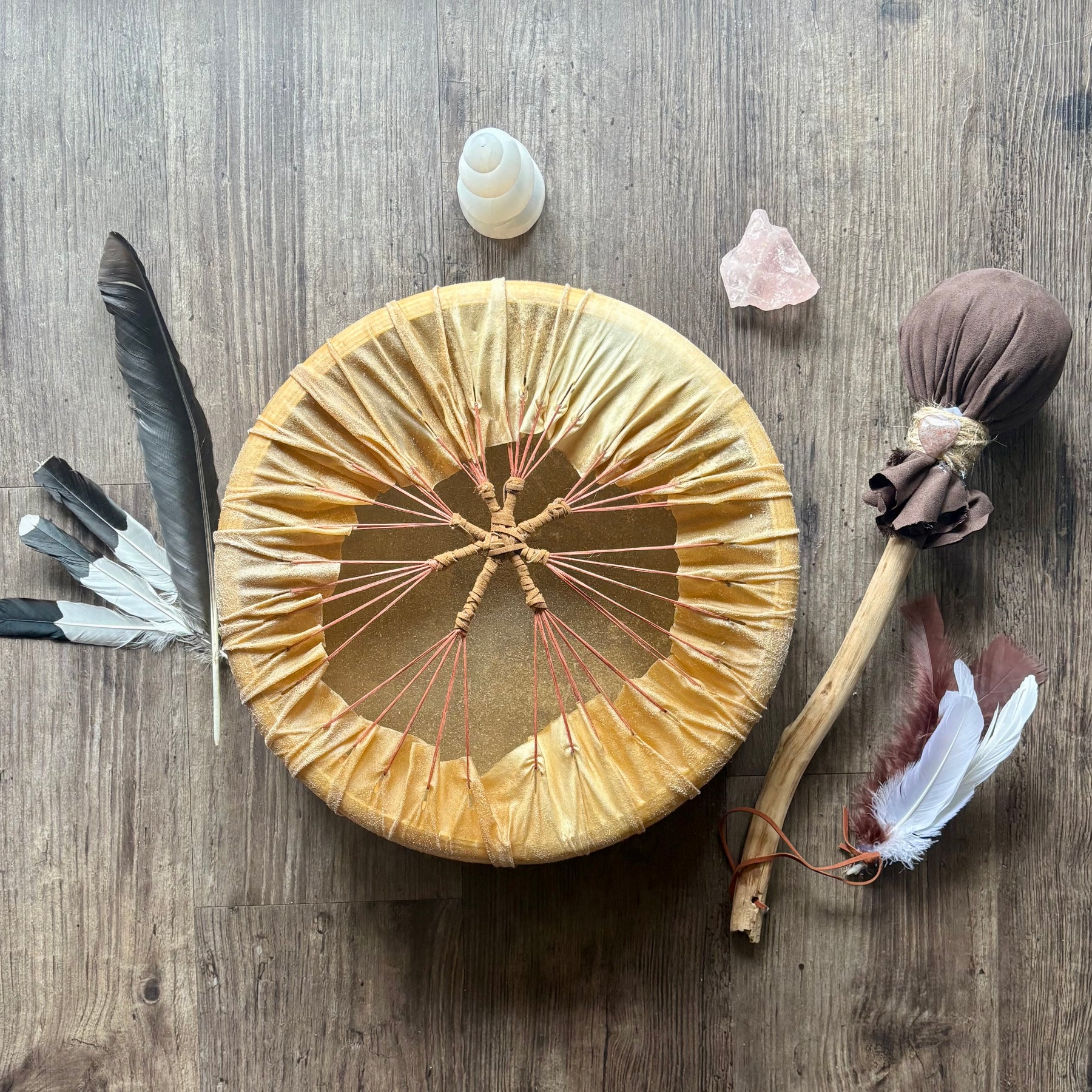 Handcrafted Shamanic Drum — Kangaroo Hide & Ash Hoop 14“