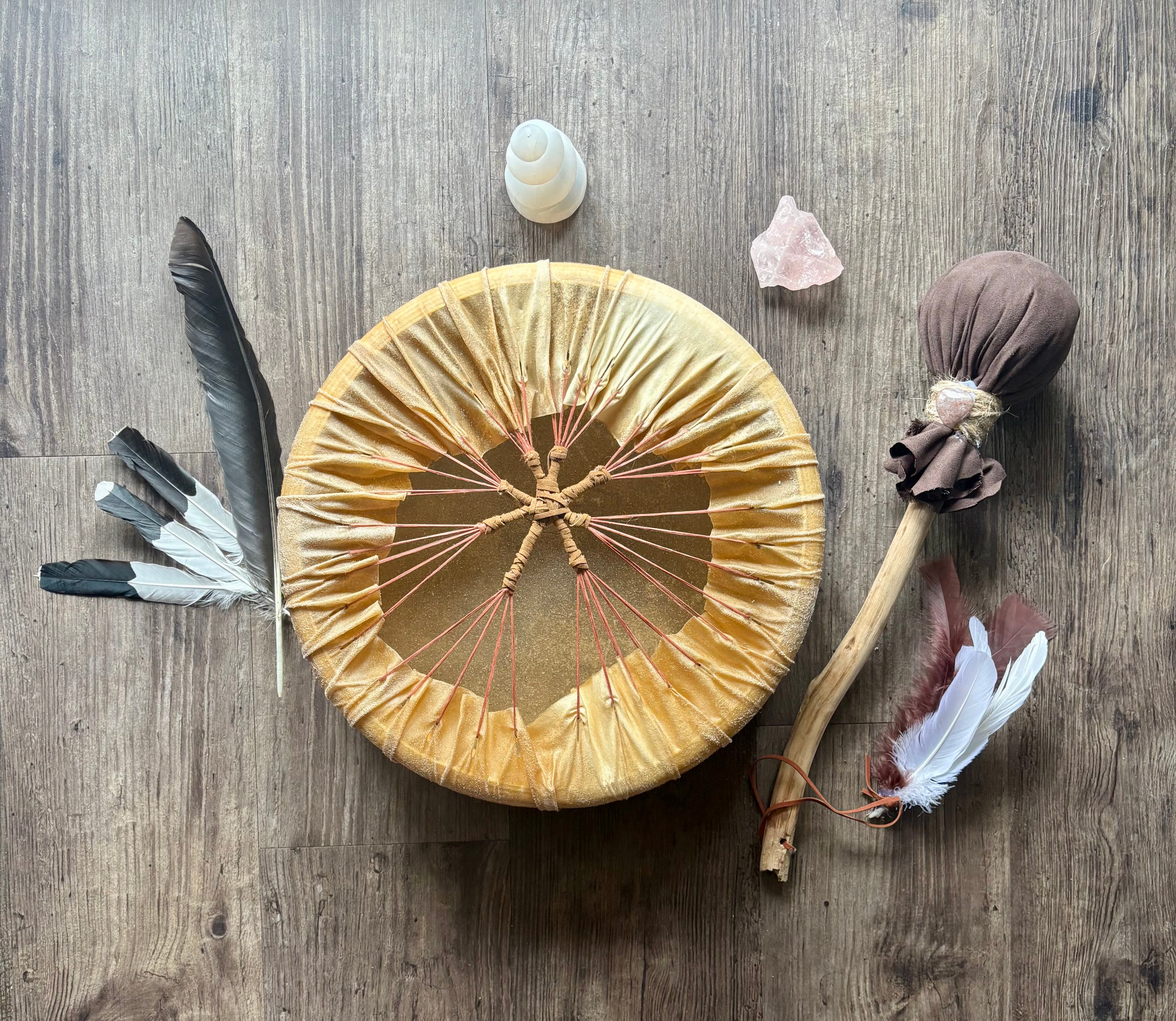 Handcrafted Shamanic Drum — Kangaroo Hide & Ash Hoop 14“