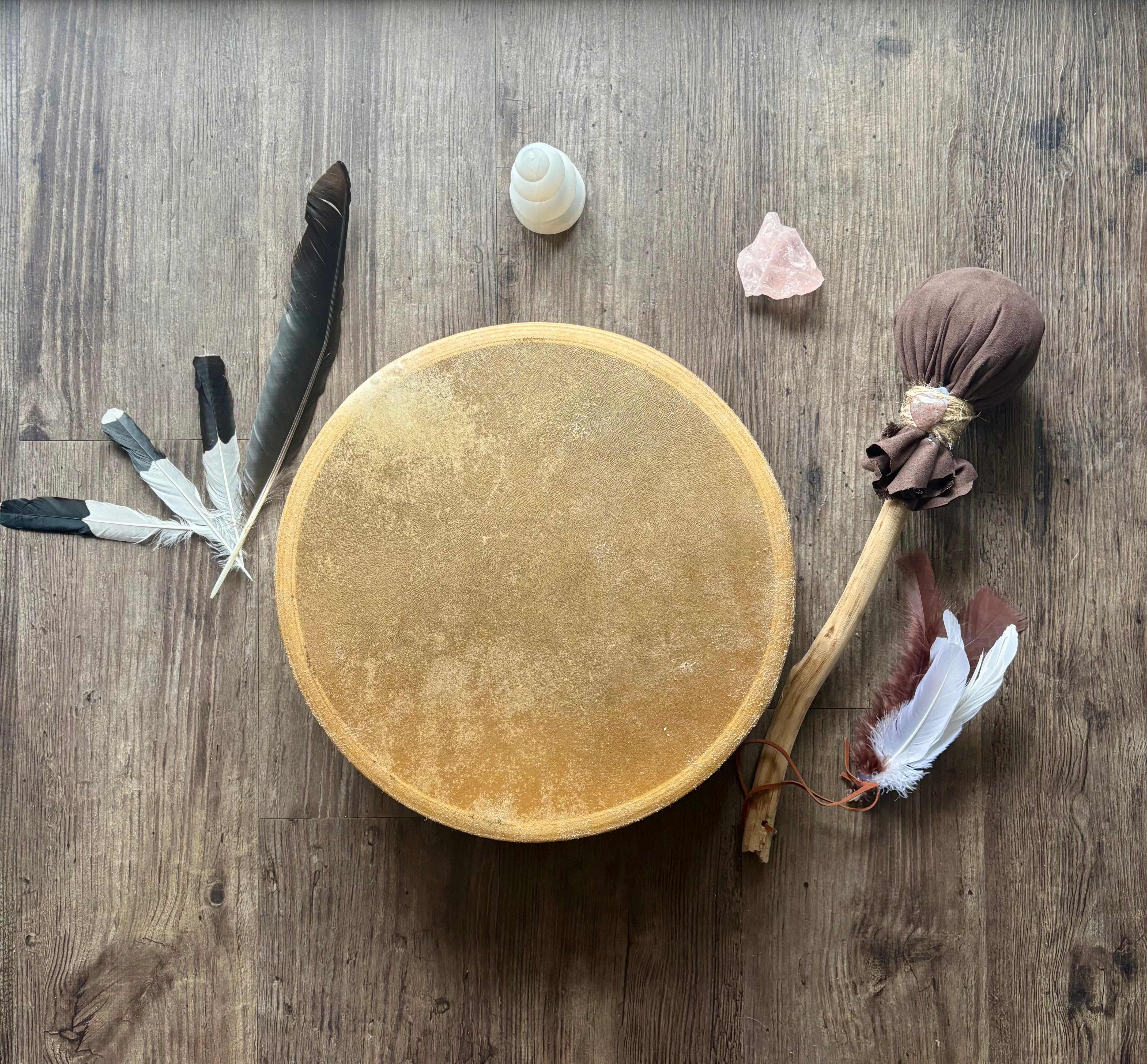 Handcrafted Shamanic Drum — Kangaroo Hide & Ash Hoop 14“