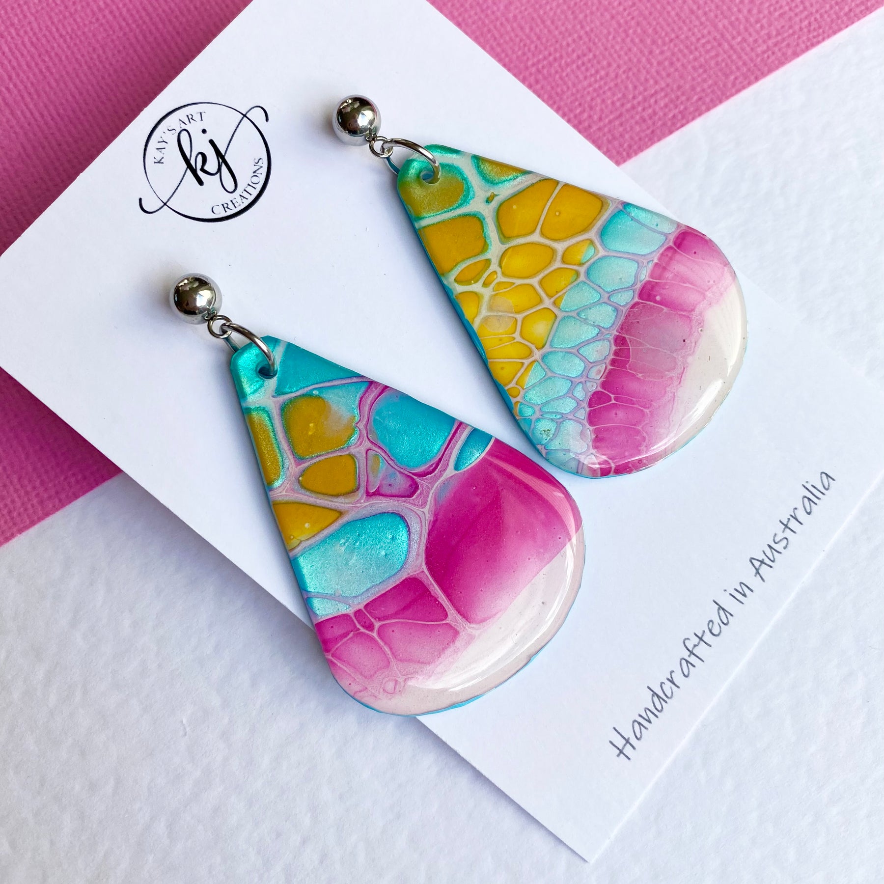 Hand Painted mismatched Dangle Earrings