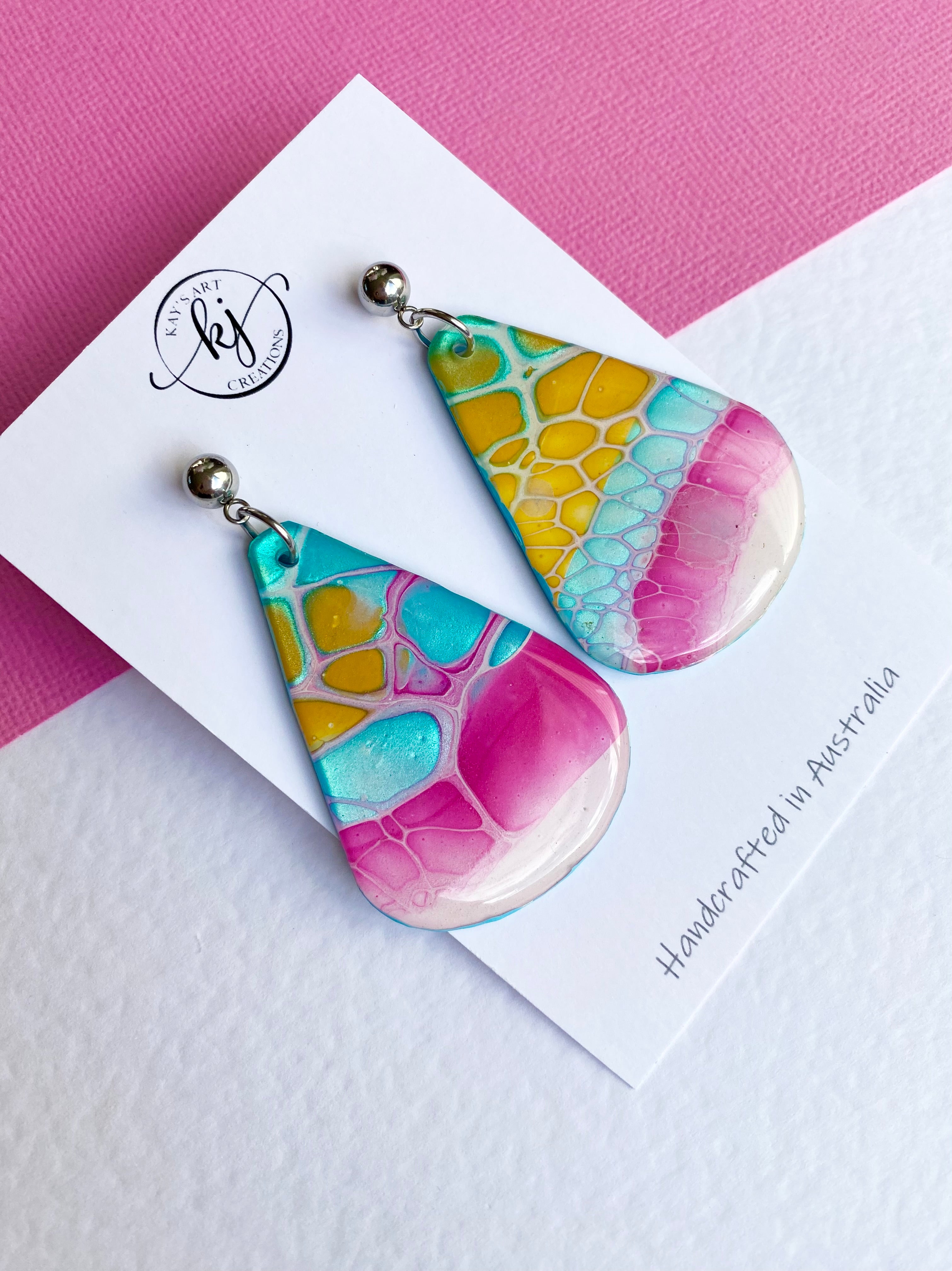 Hand Painted mismatched Dangle Earrings