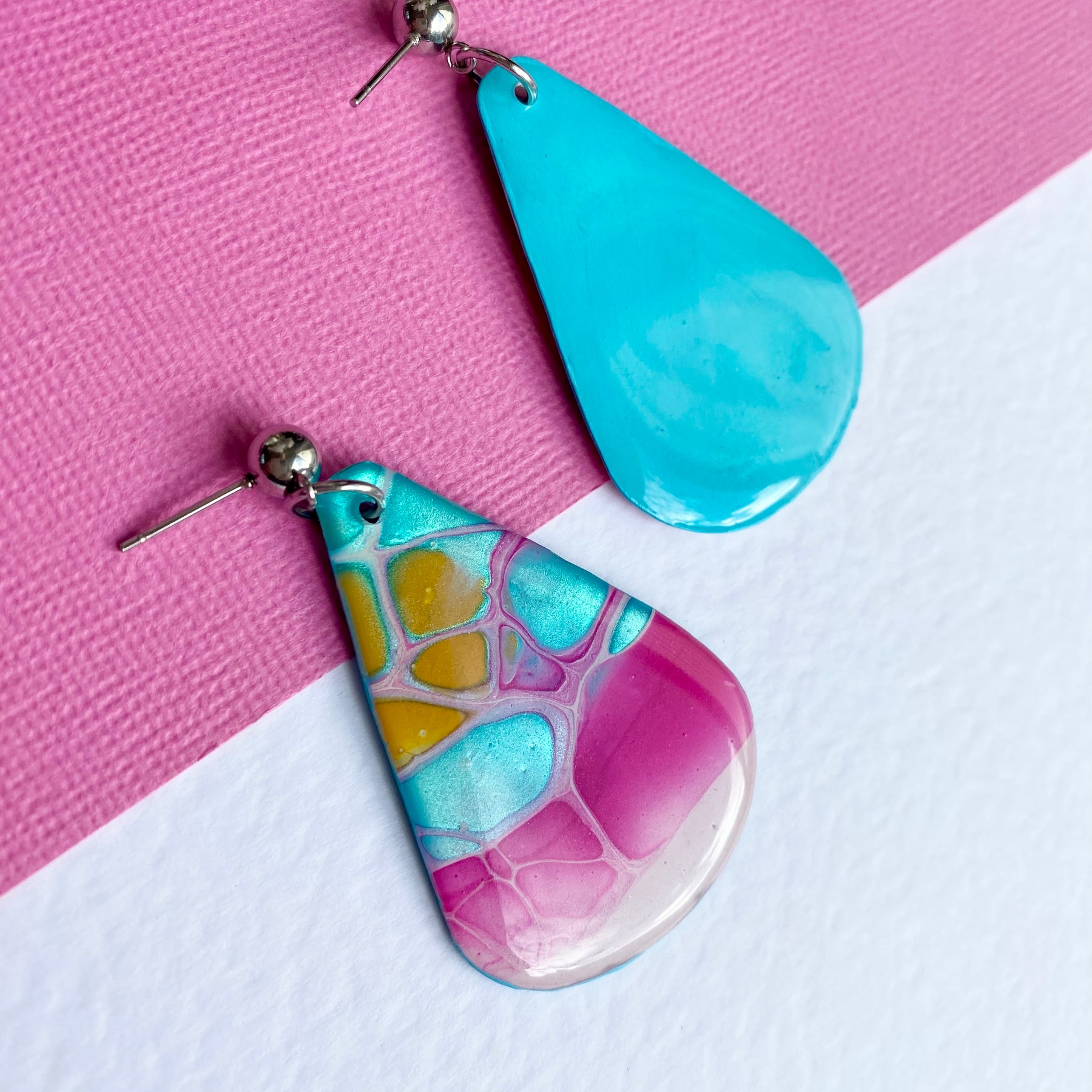 Hand Painted mismatched Dangle Earrings