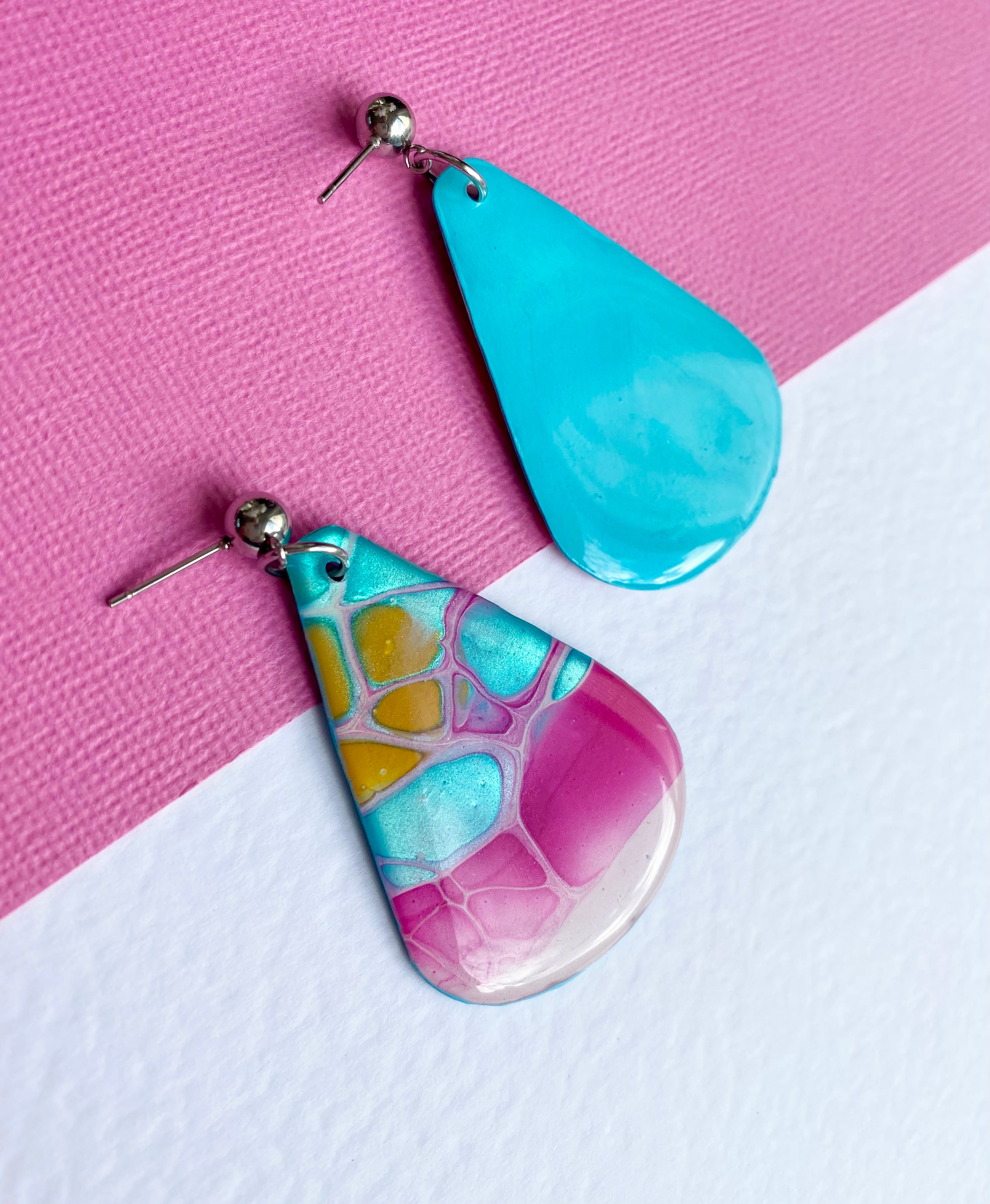 Hand Painted mismatched Dangle Earrings