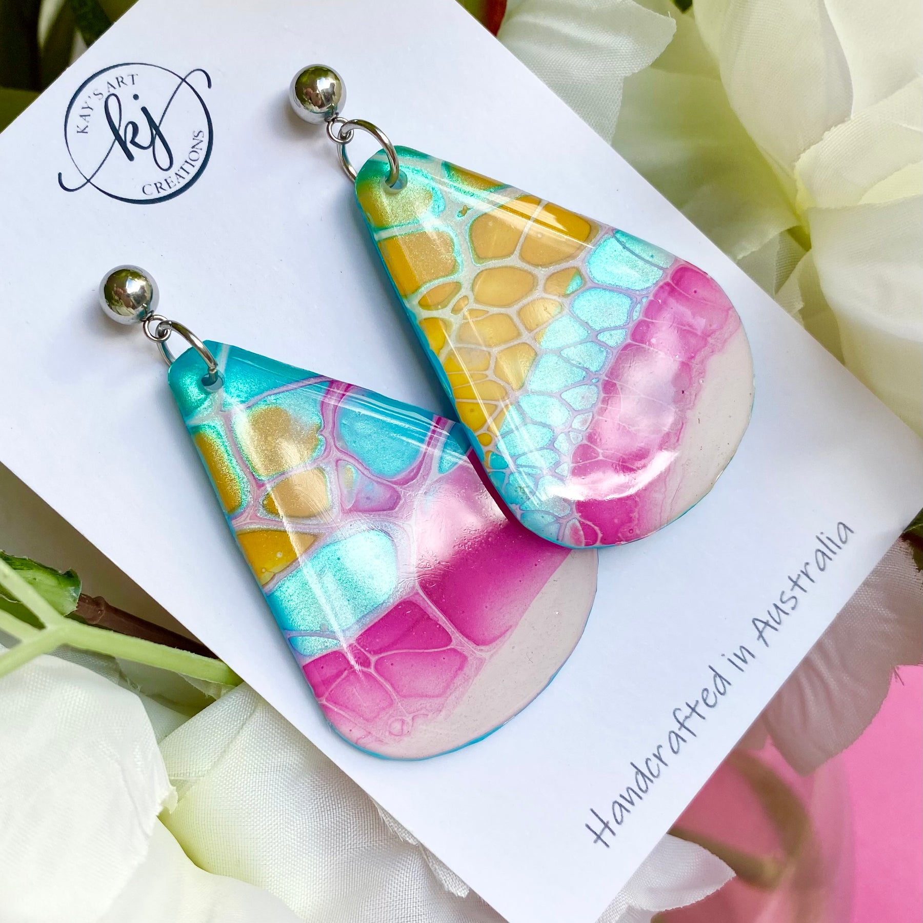 Hand Painted mismatched Dangle Earrings