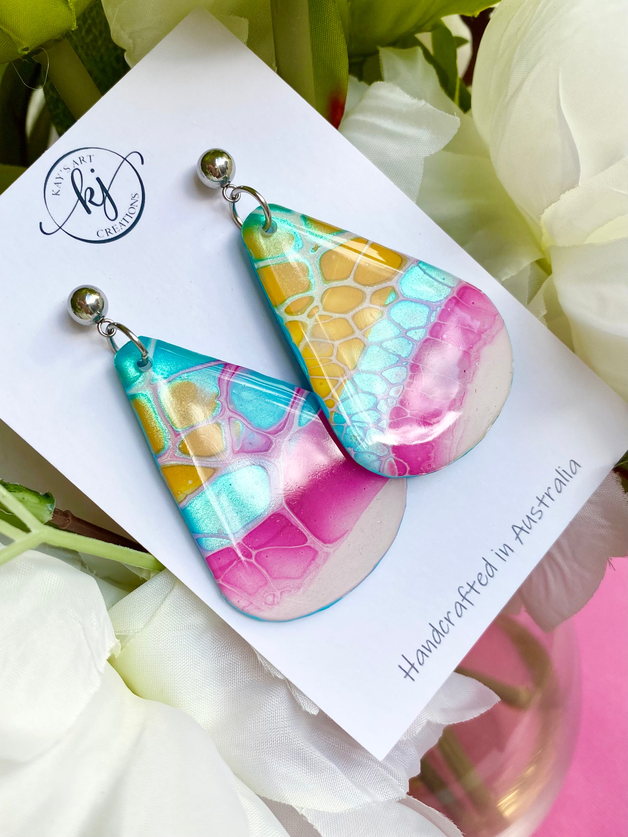 Hand Painted mismatched Dangle Earrings