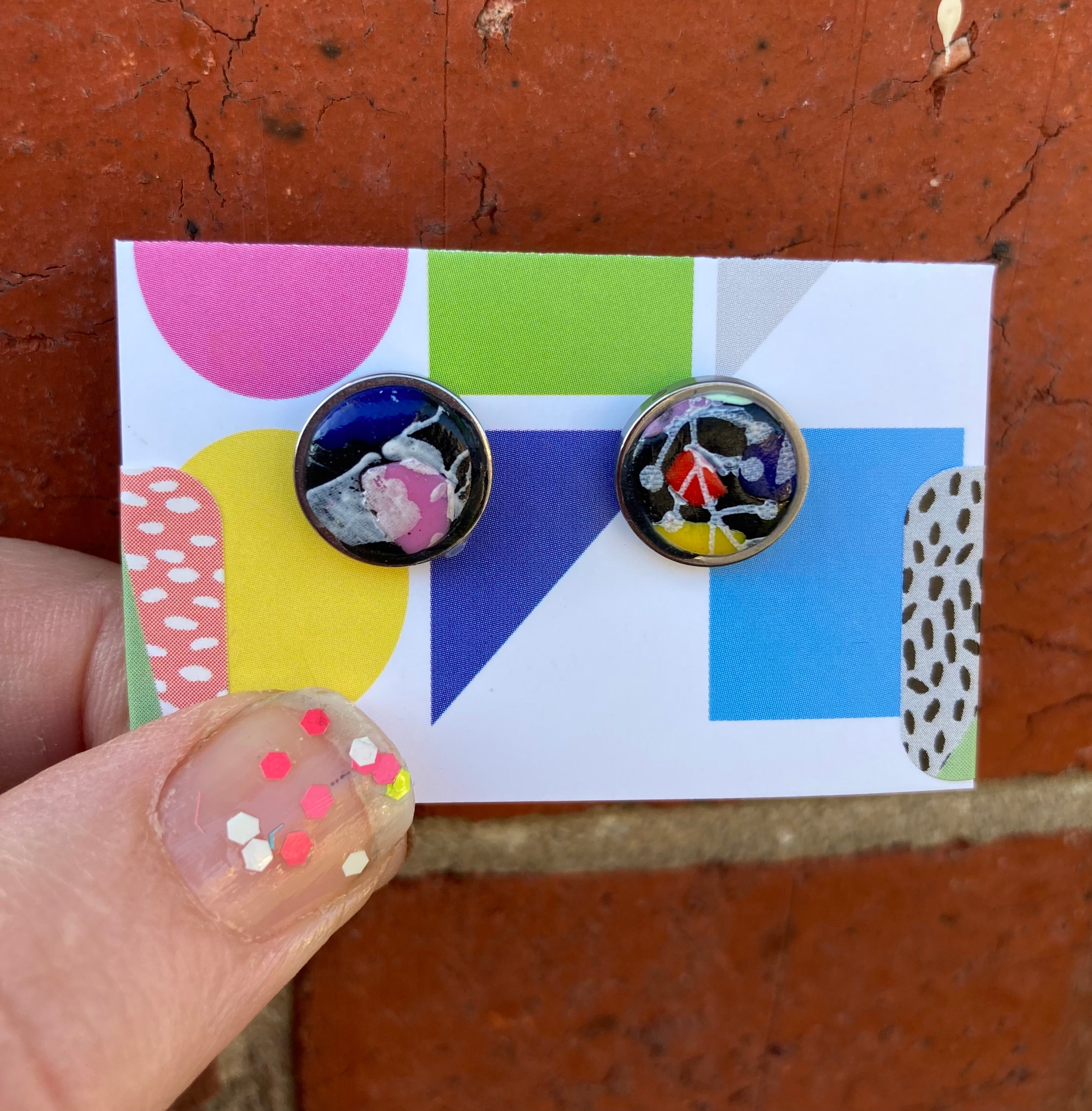 Polymer clay printed studs