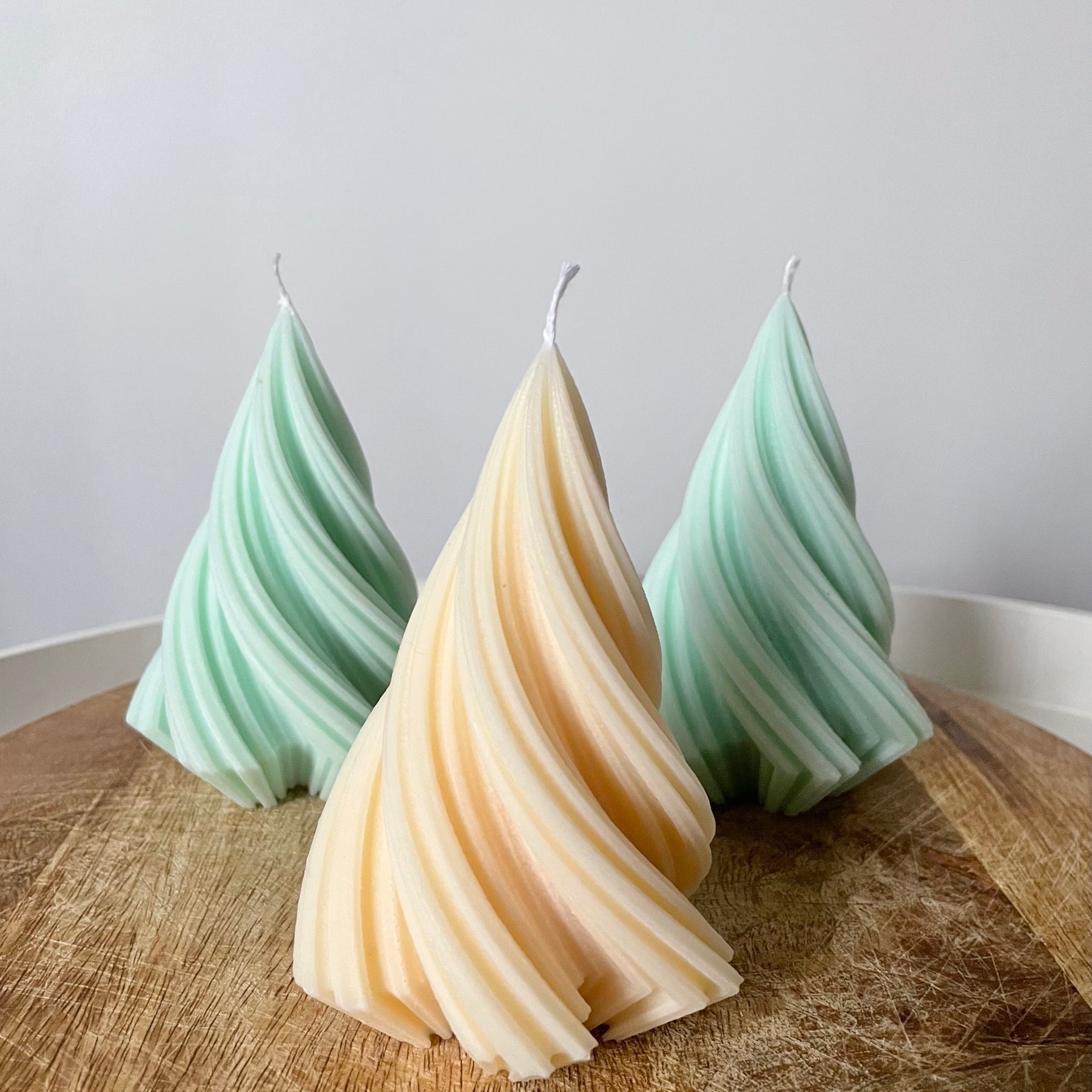 Swirl Christmas Tree Pillar Candle