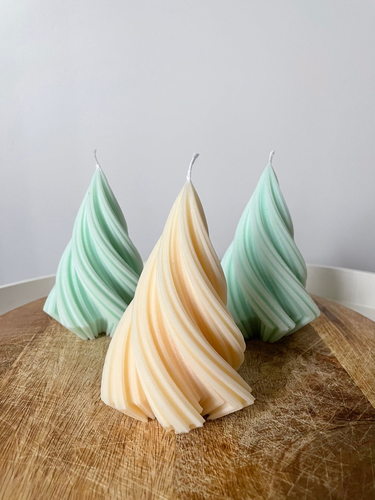 Swirl Christmas Tree Pillar Candle