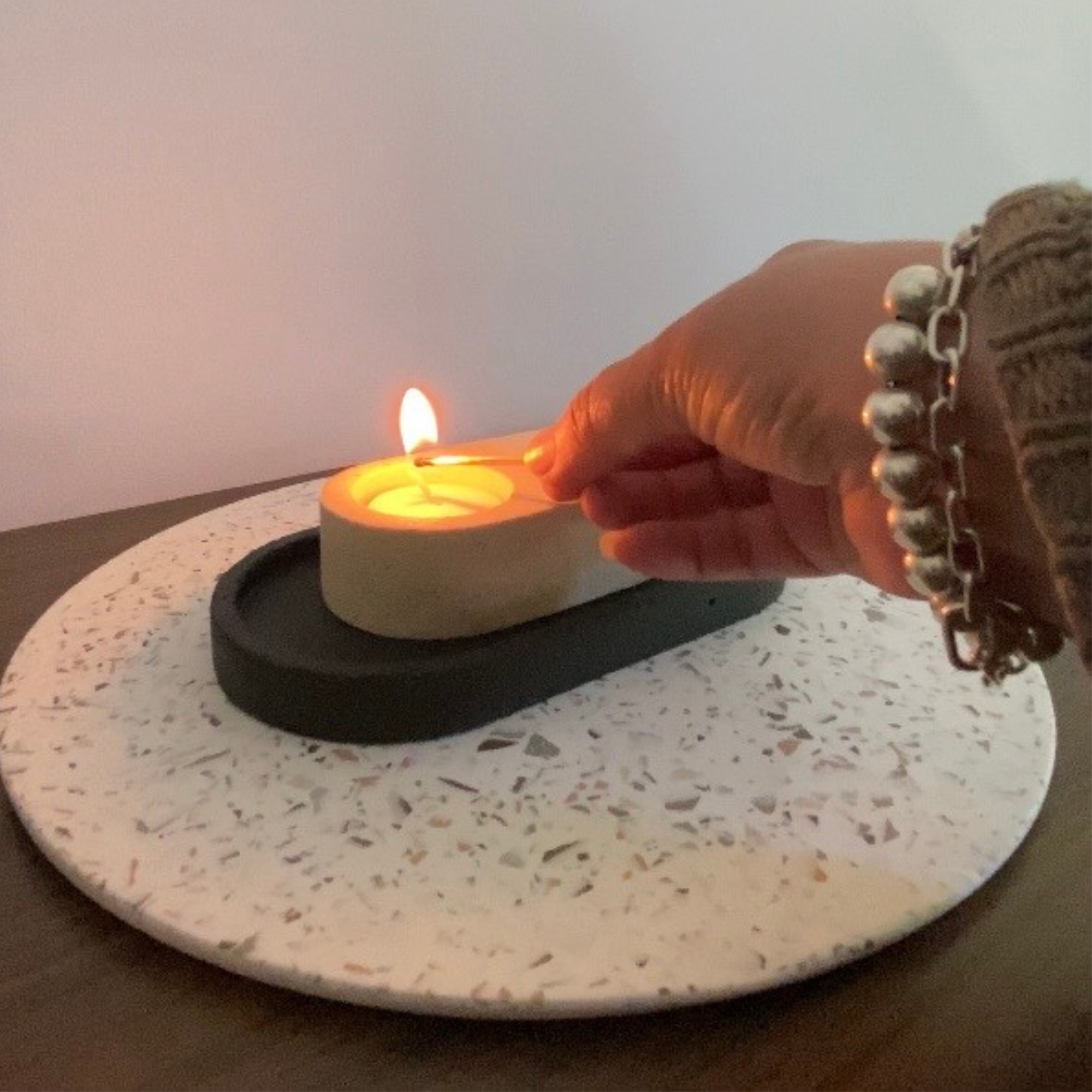 Double tealight holder |Textured decor collection