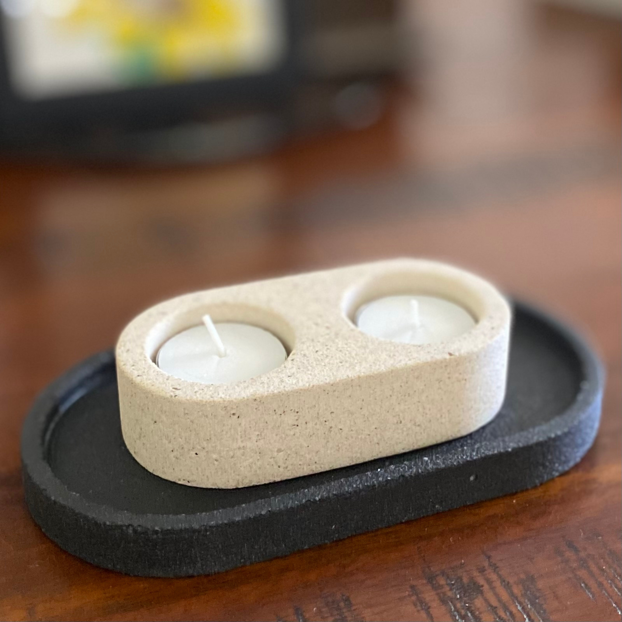 Double tealight holder |Textured decor collection