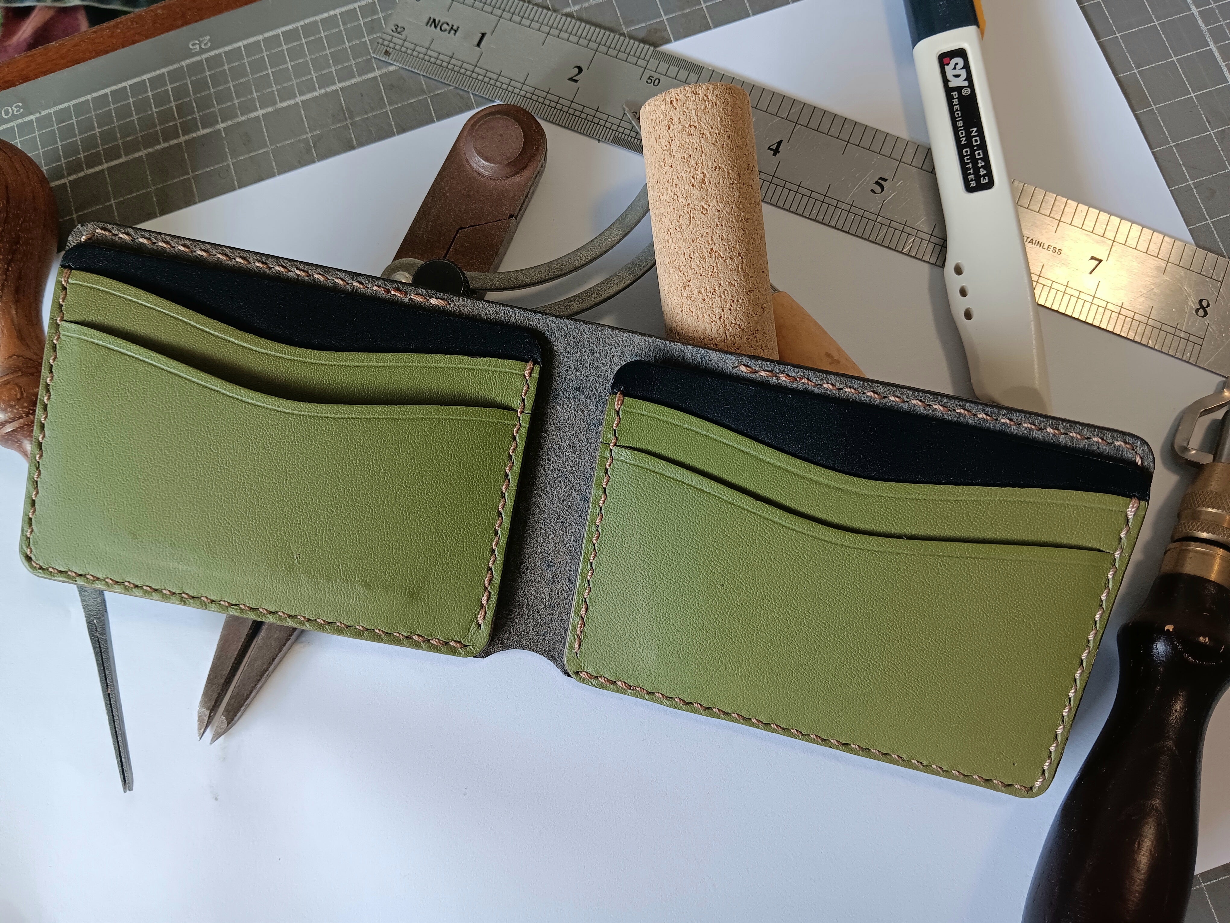 Men's Wallet Cardholder - Light Brown Stitching