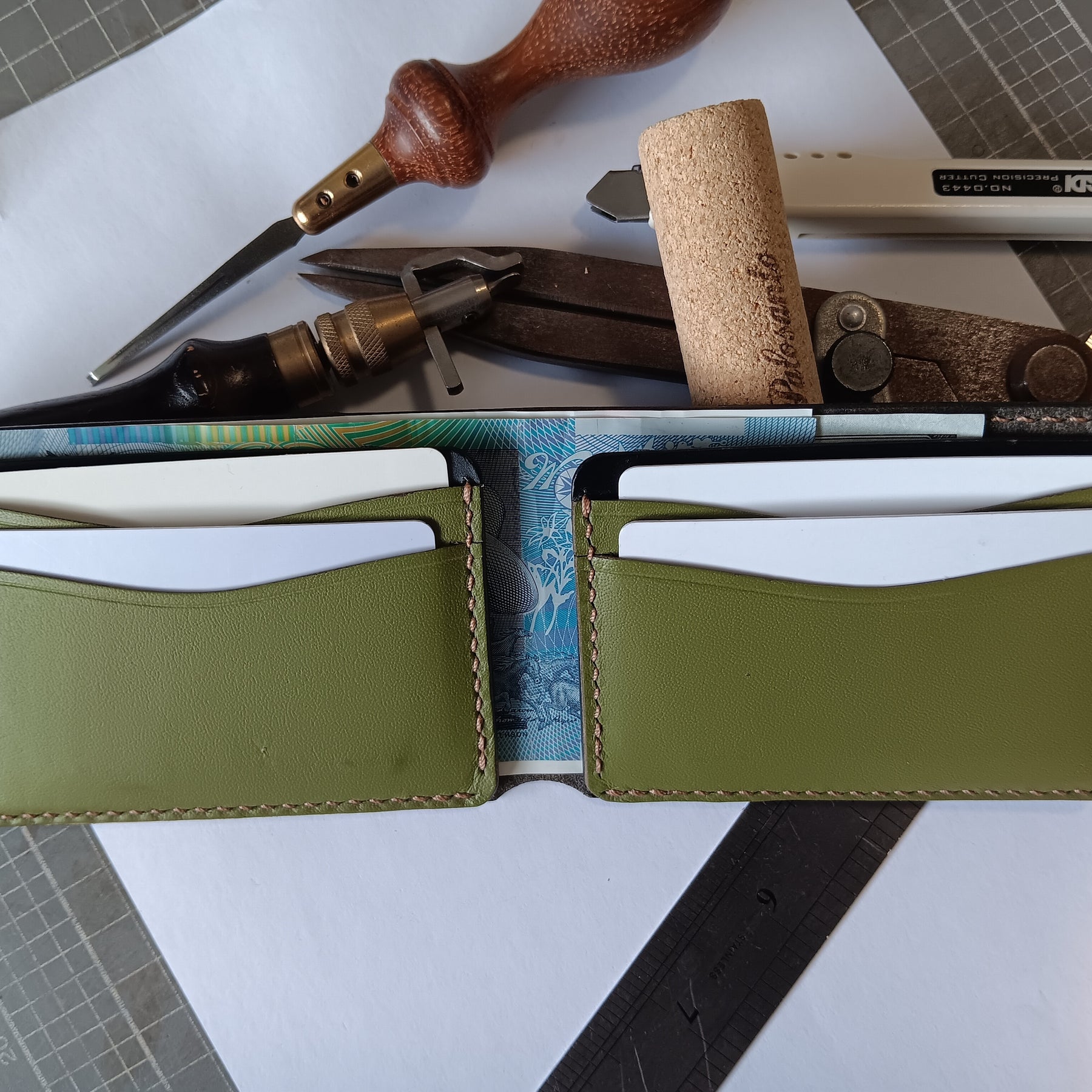 Men's Wallet Cardholder - Light Brown Stitching