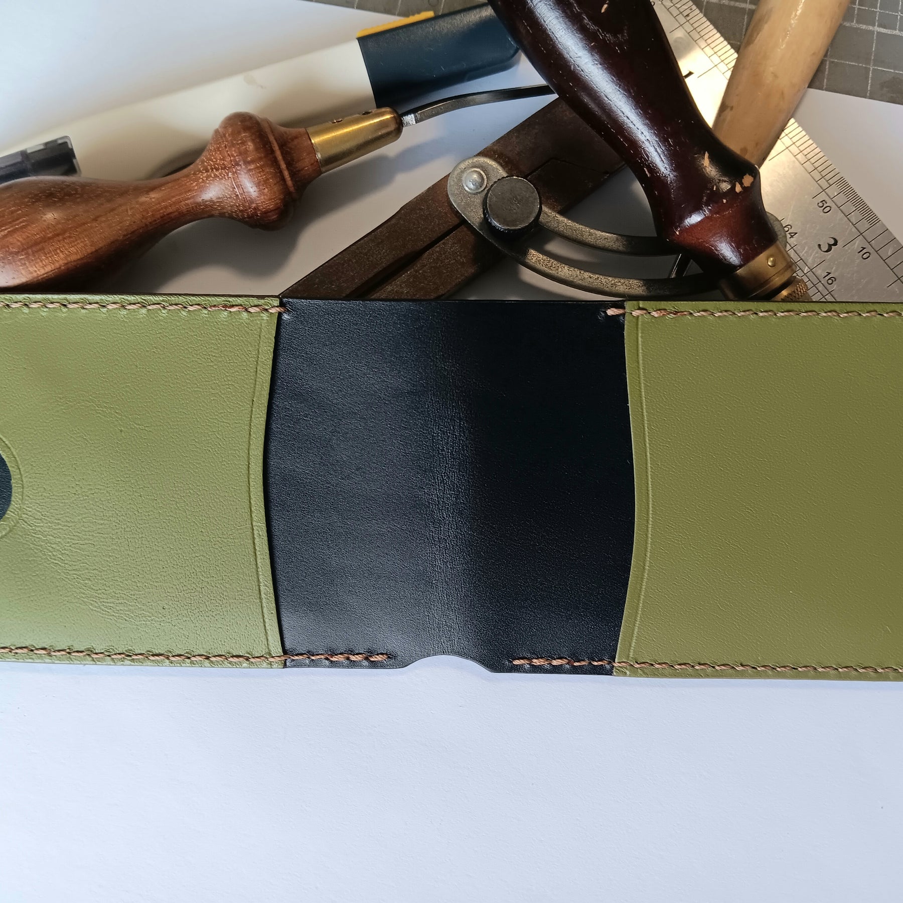 Men's Wallet Cardholder - Light Brown Stitching