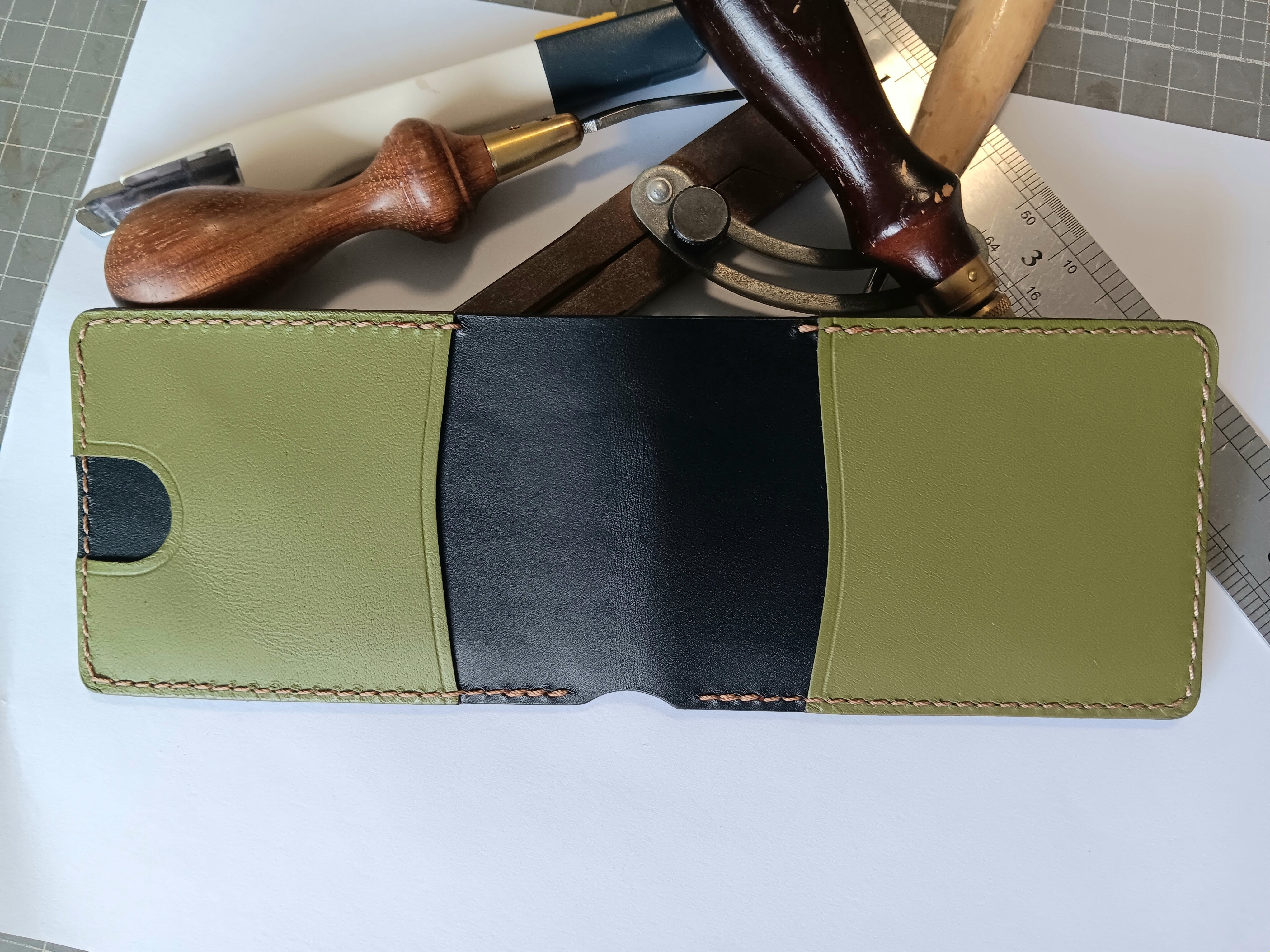 Men's Wallet Cardholder - Light Brown Stitching