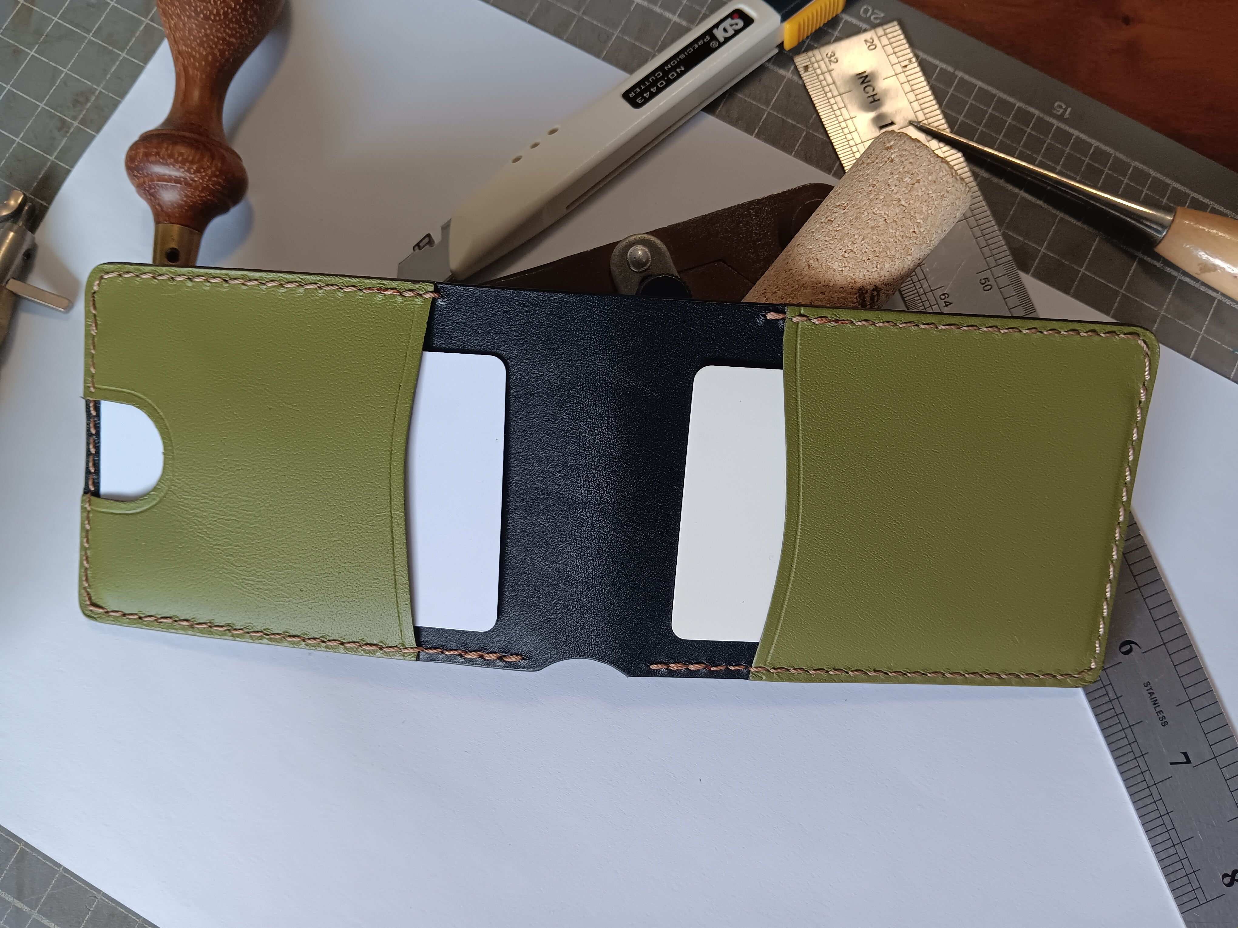 Men's Wallet Cardholder - Light Brown Stitching