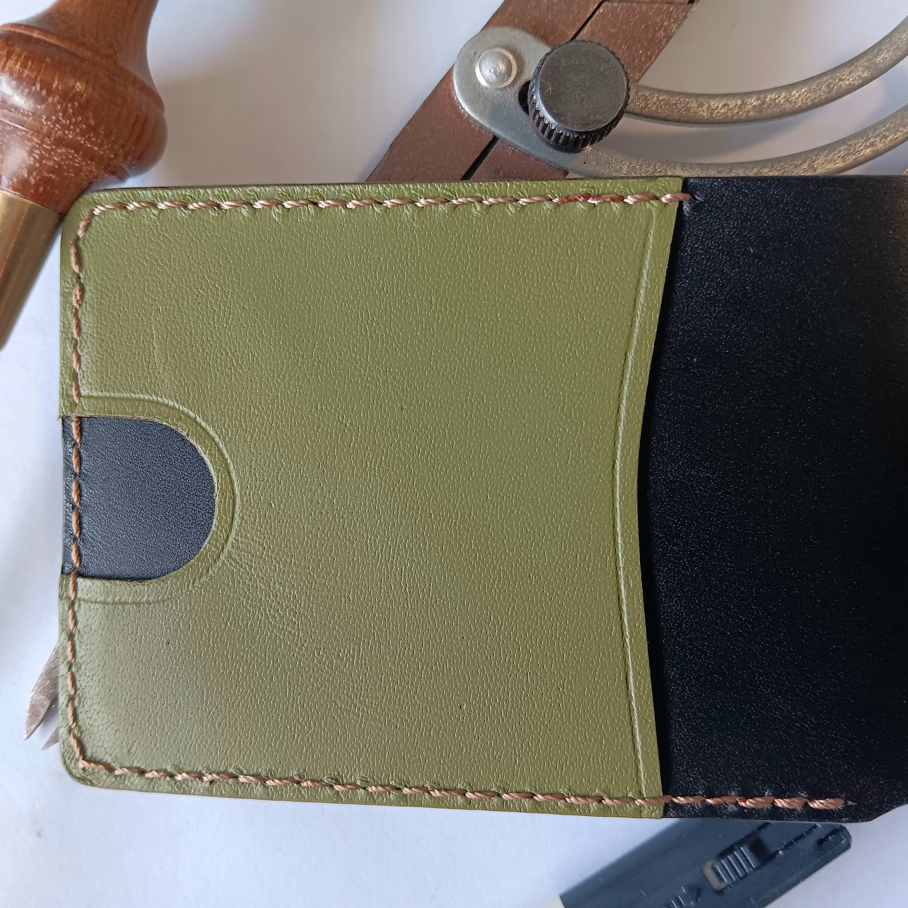 Men's Wallet Cardholder - Light Brown Stitching
