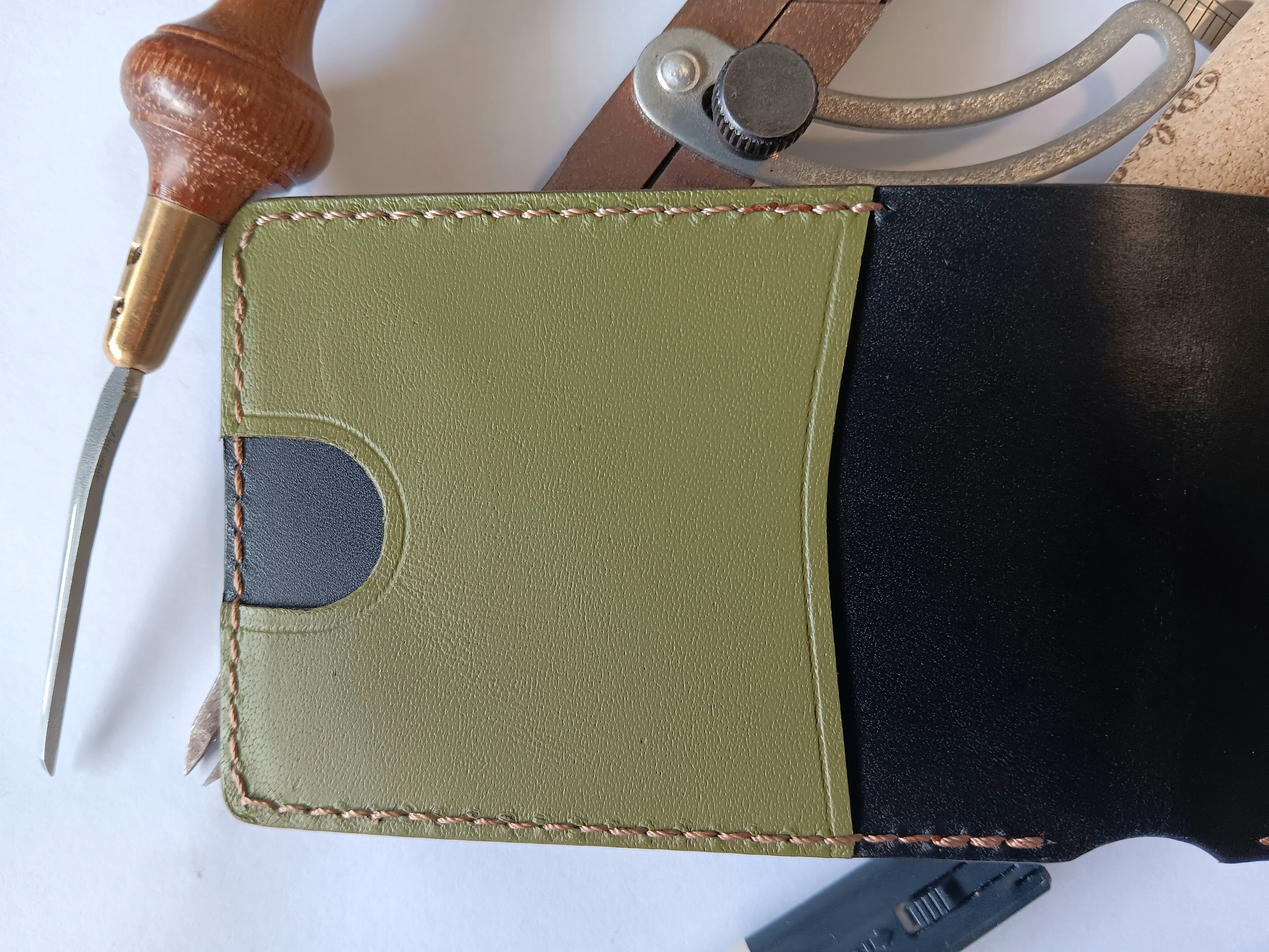 Men's Wallet Cardholder - Light Brown Stitching