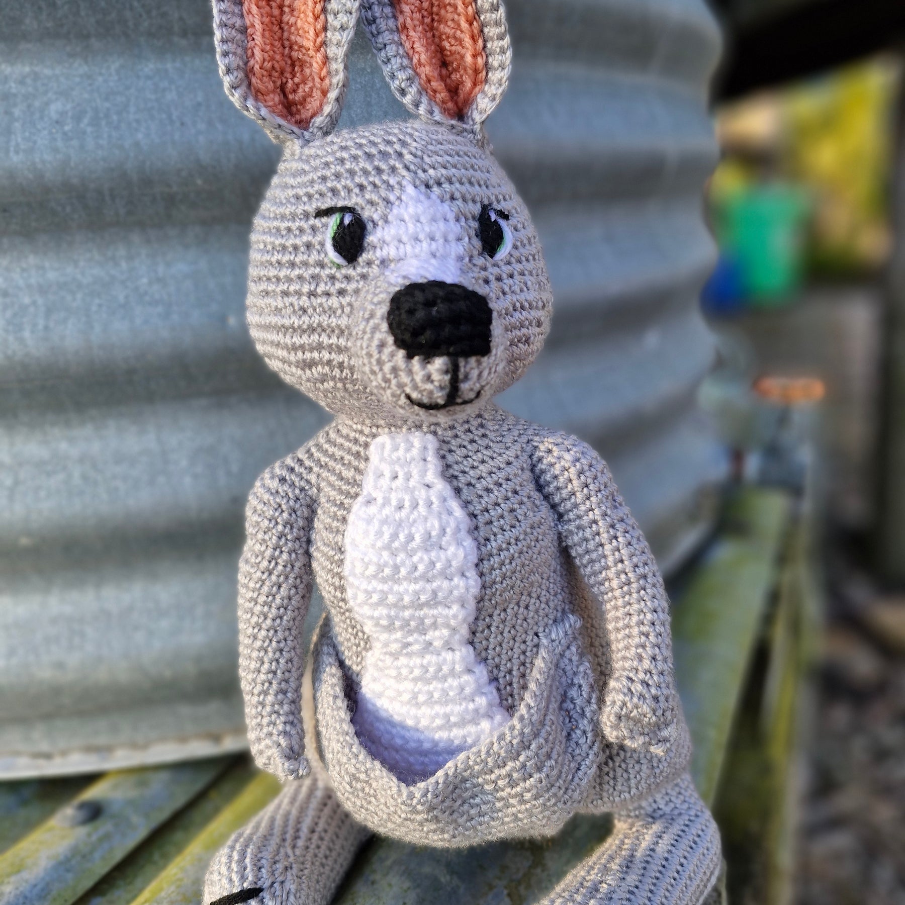 Handmade Crochet Sweet Grey Kangaroo – Made to Order