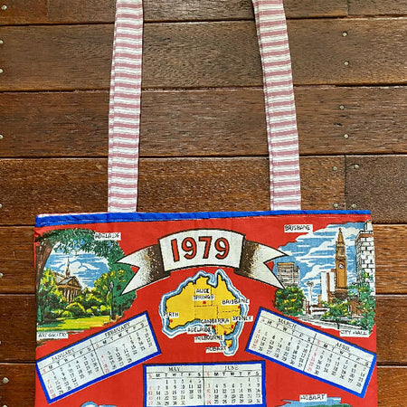 Vintage/Retro Souvenir Linen Tea Towel Tote Bag - Australia 1979