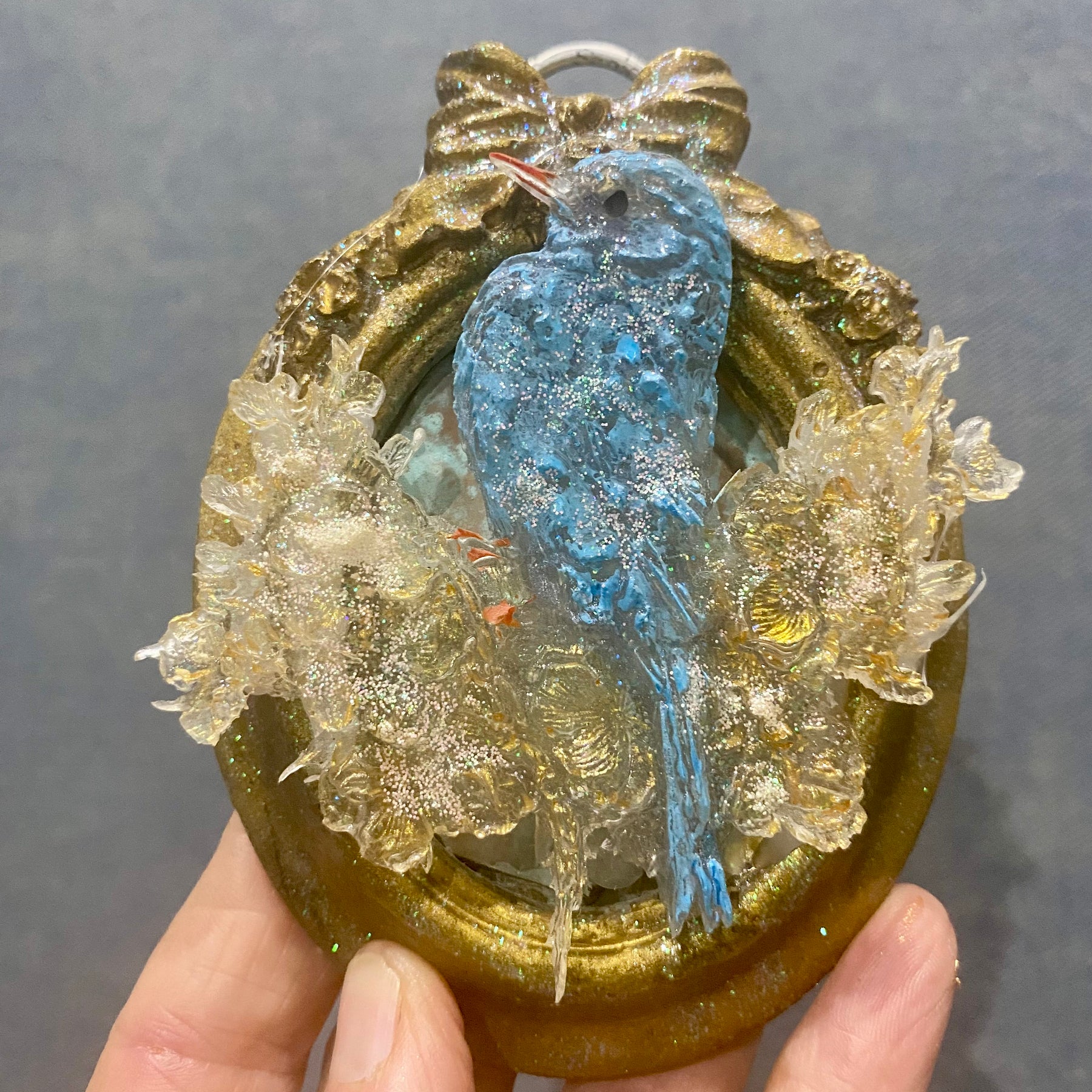 Blue bird of happiness , shabby chick art