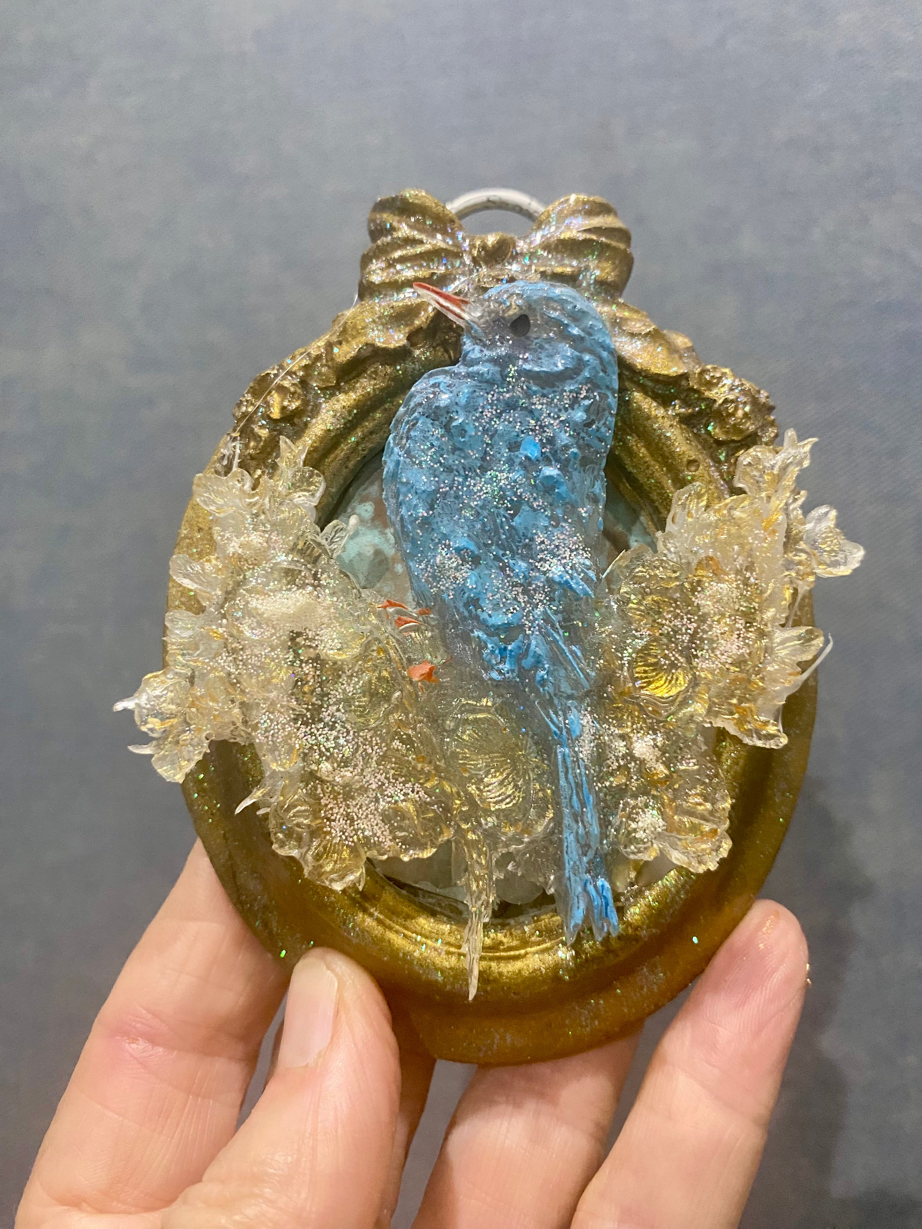 Blue bird of happiness , shabby chick art