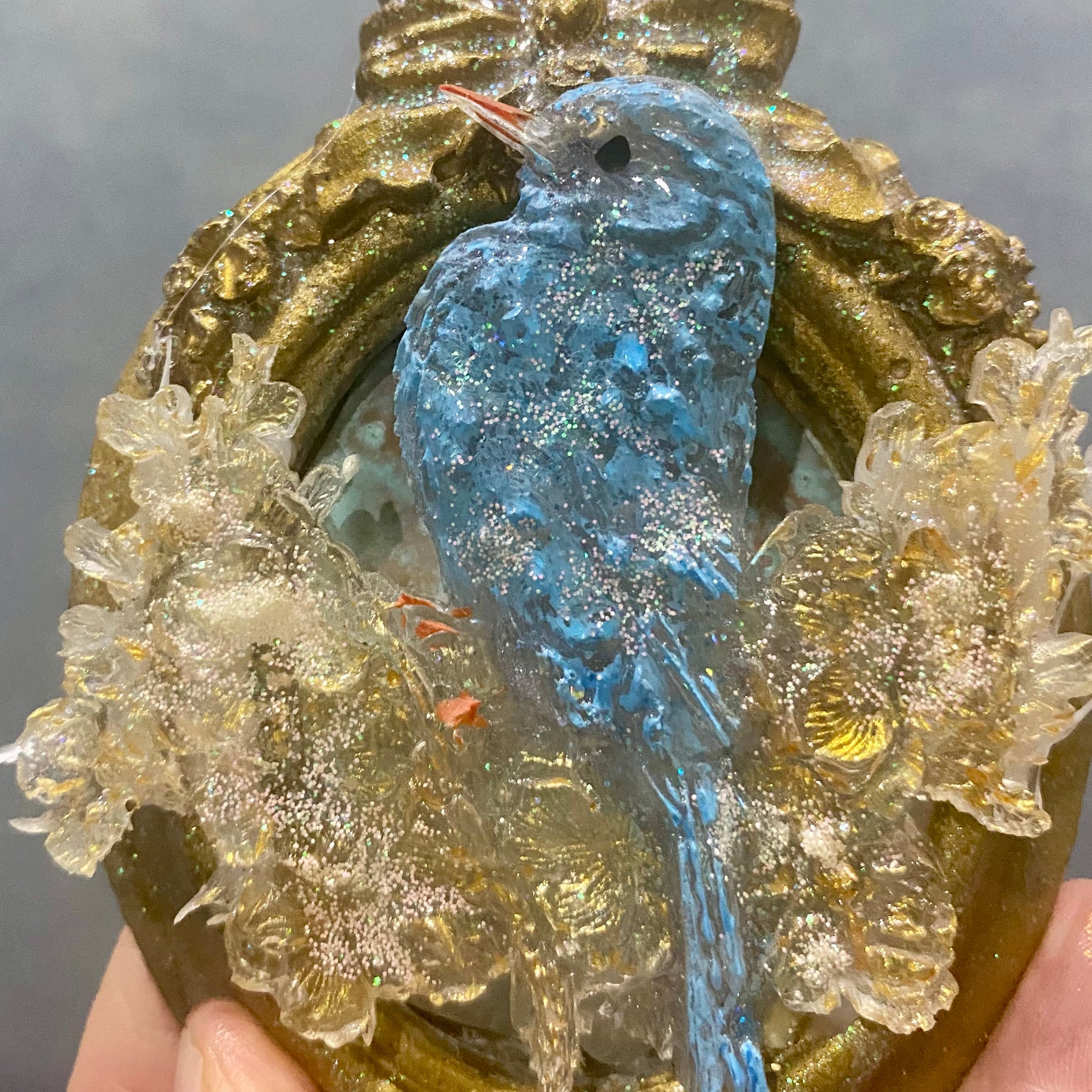 Blue bird of happiness , shabby chick art