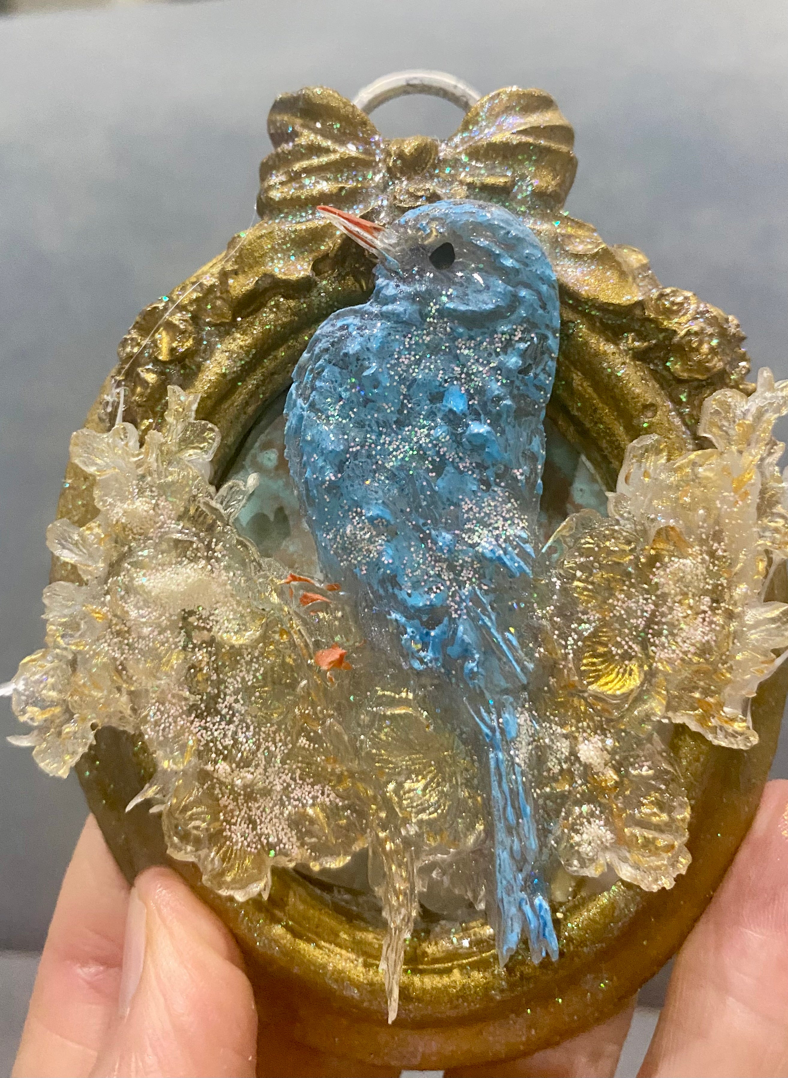 Blue bird of happiness , shabby chick art