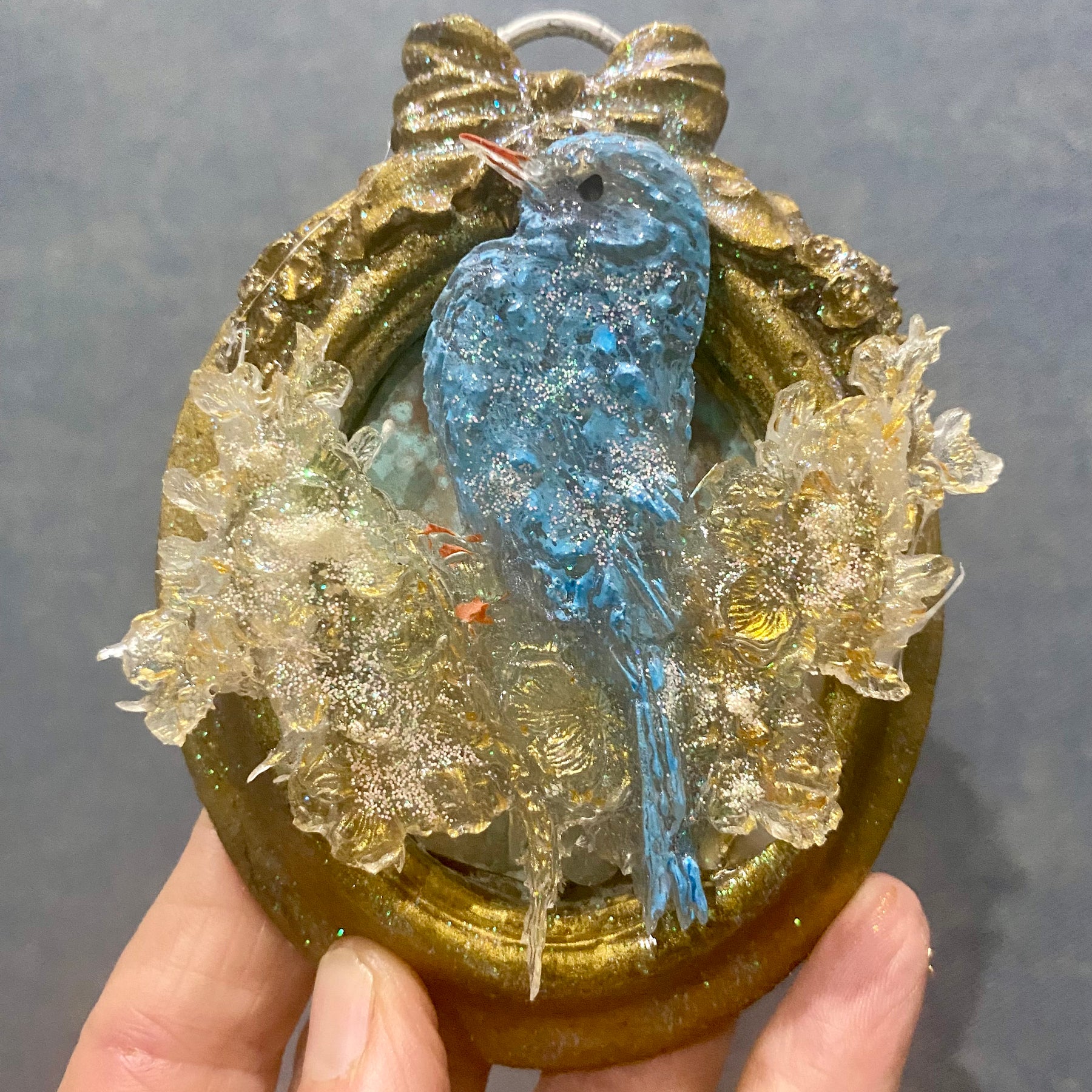 Blue bird of happiness , shabby chick art