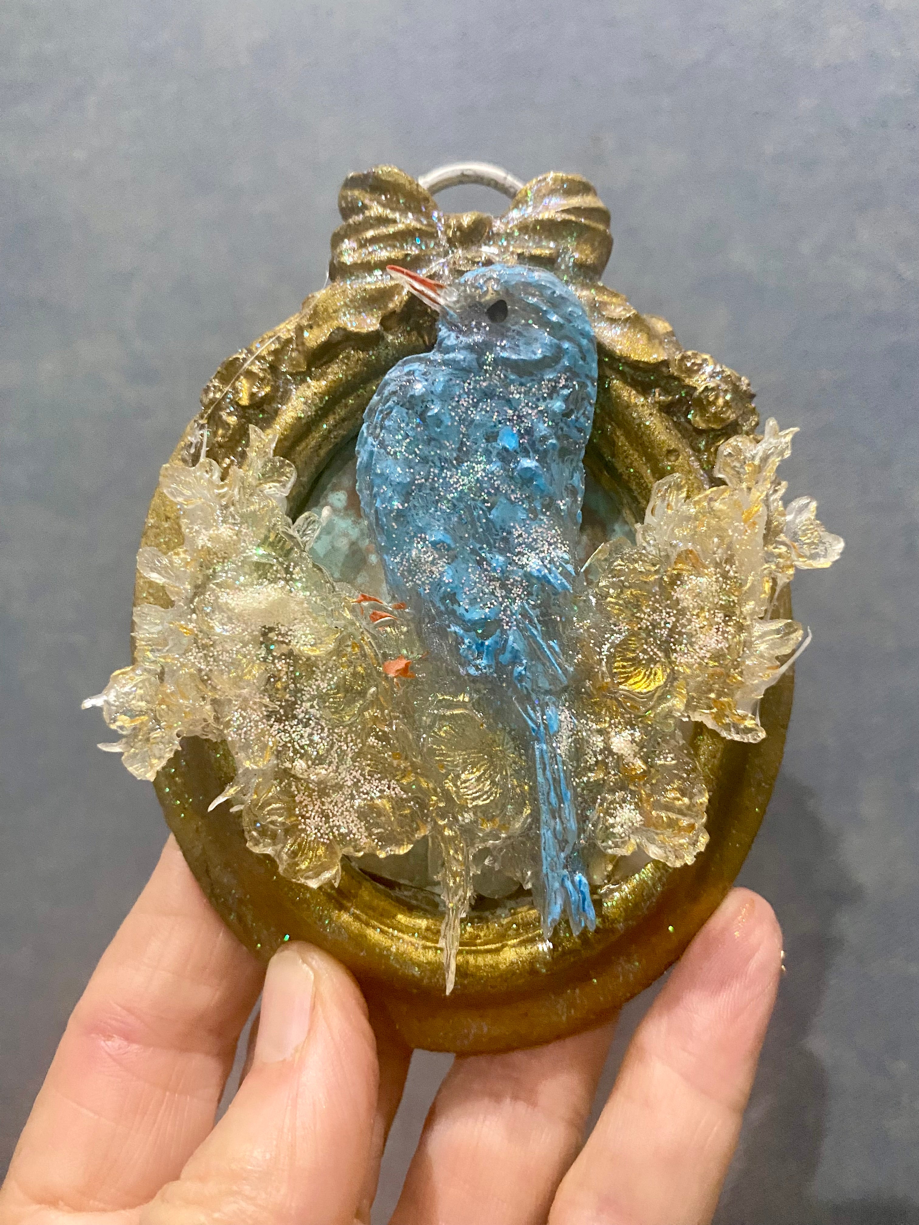Blue bird of happiness , shabby chick art