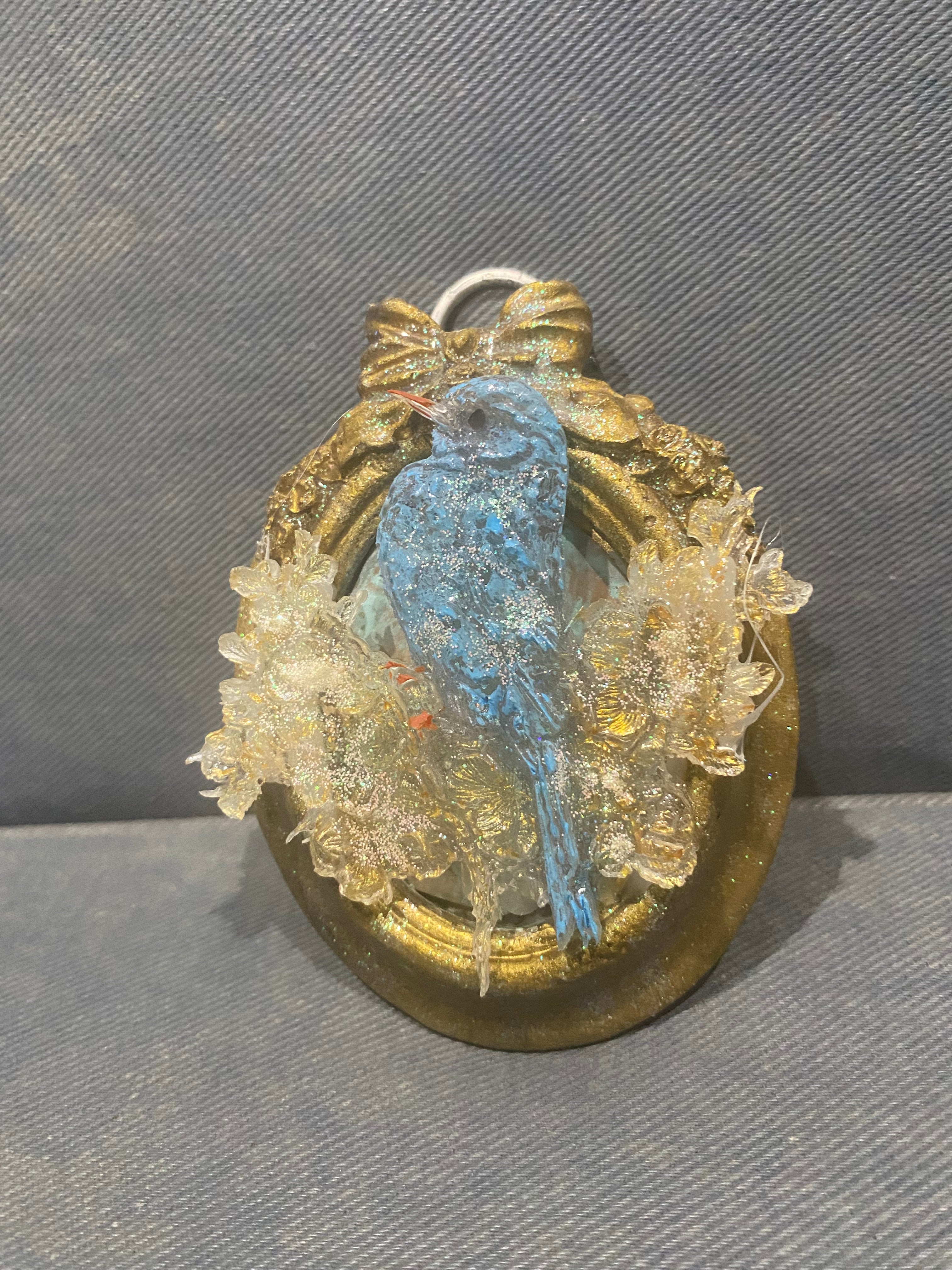 Blue bird of happiness , shabby chick art