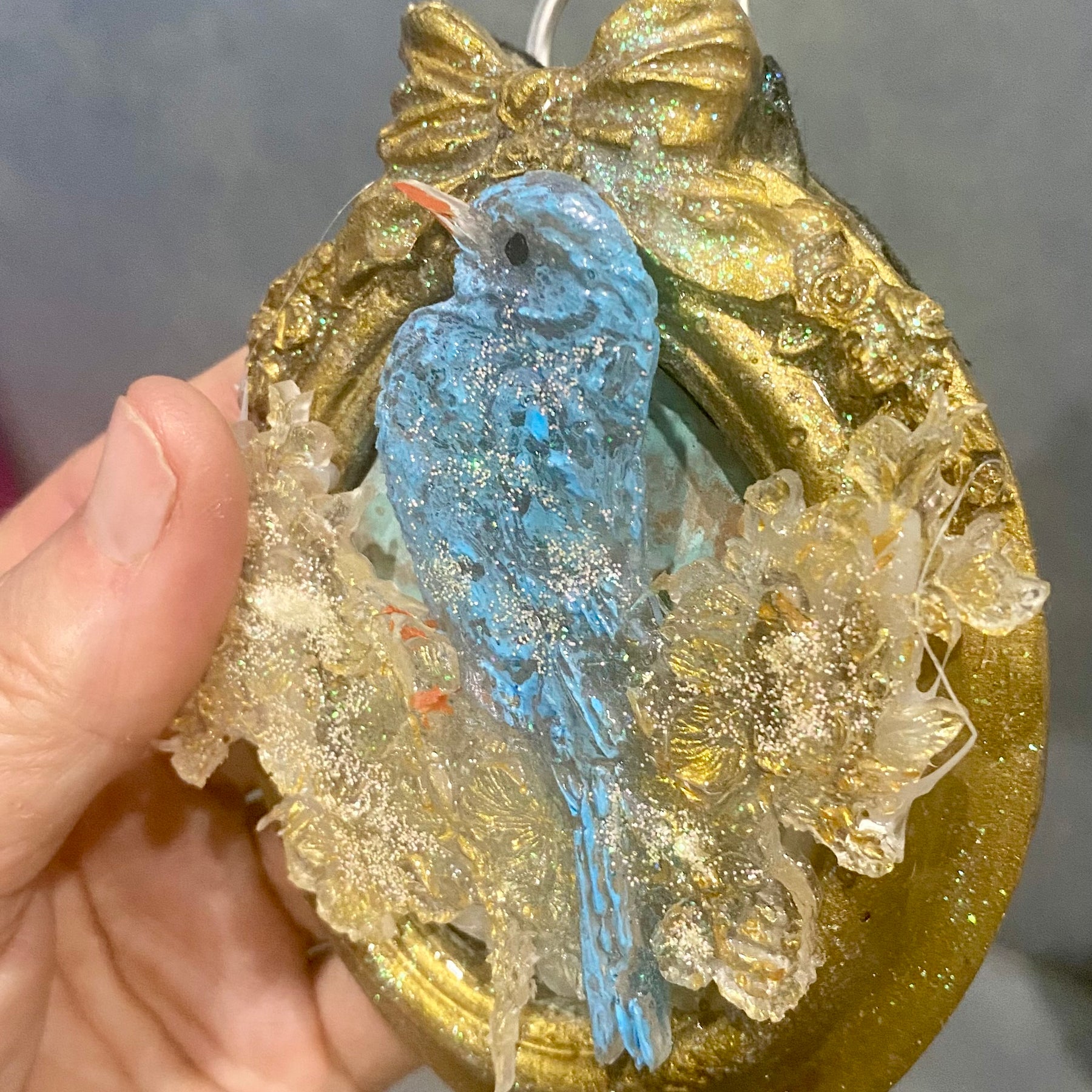 Blue bird of happiness , shabby chick art