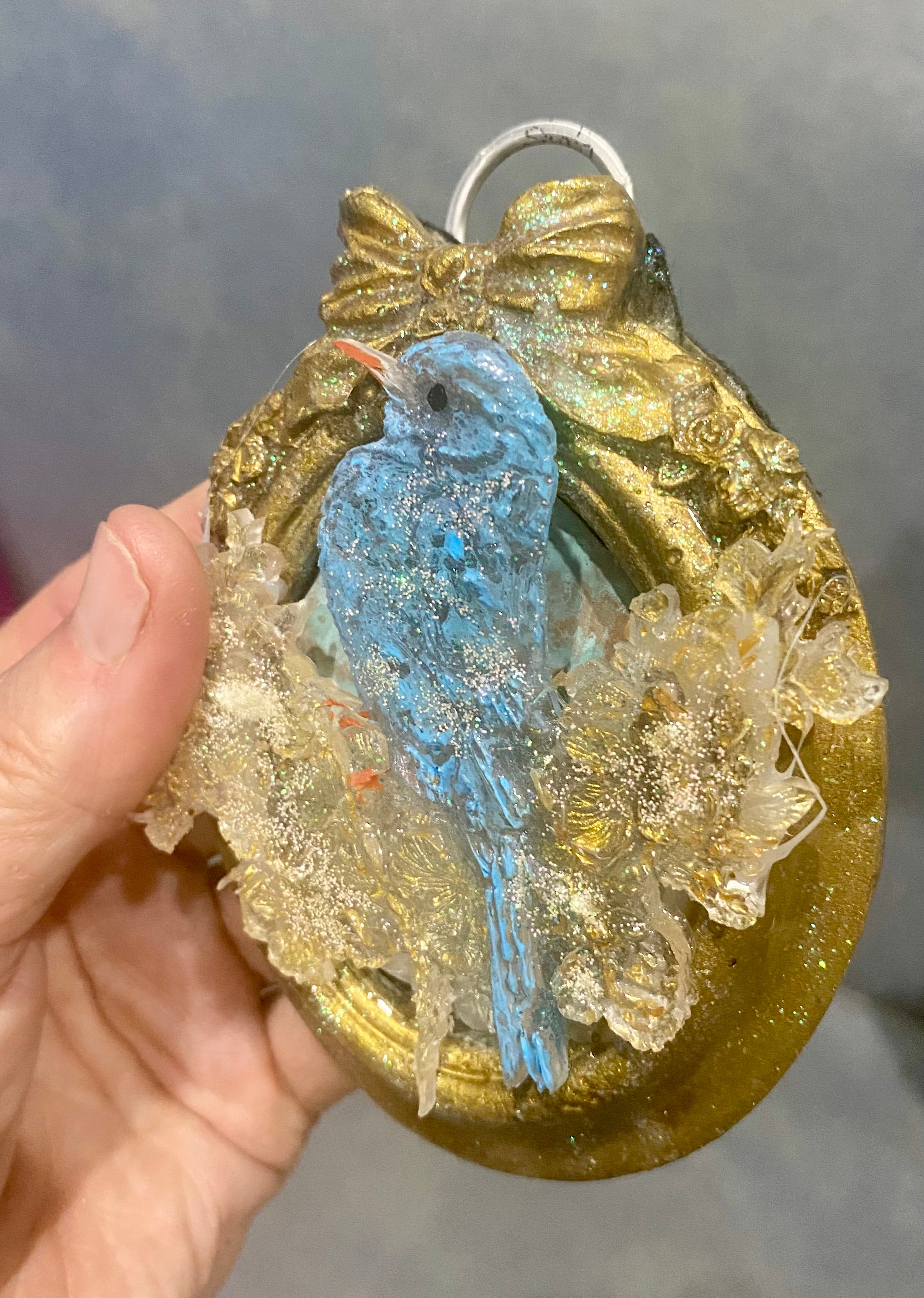 Blue bird of happiness , shabby chick art