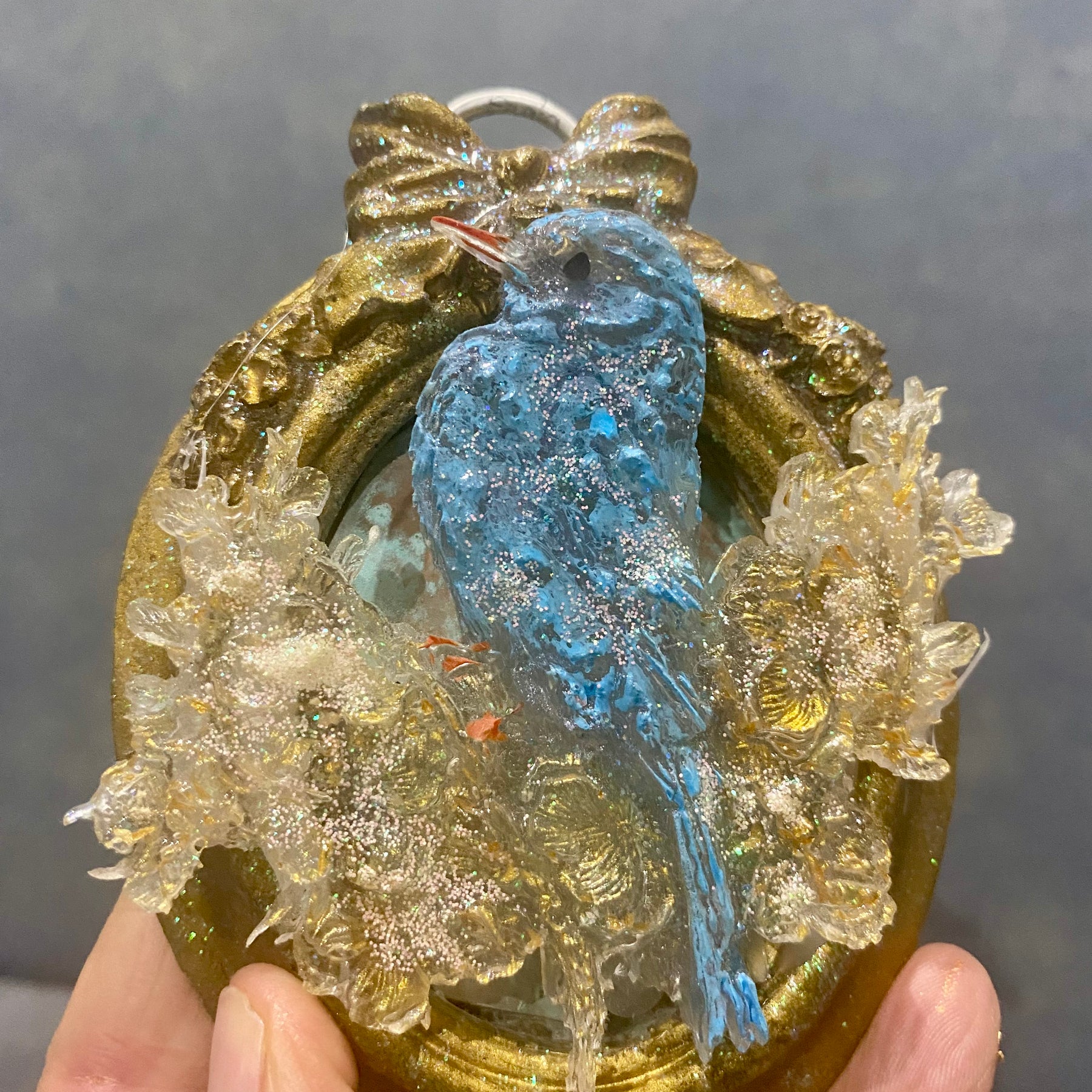 Blue bird of happiness , shabby chick art