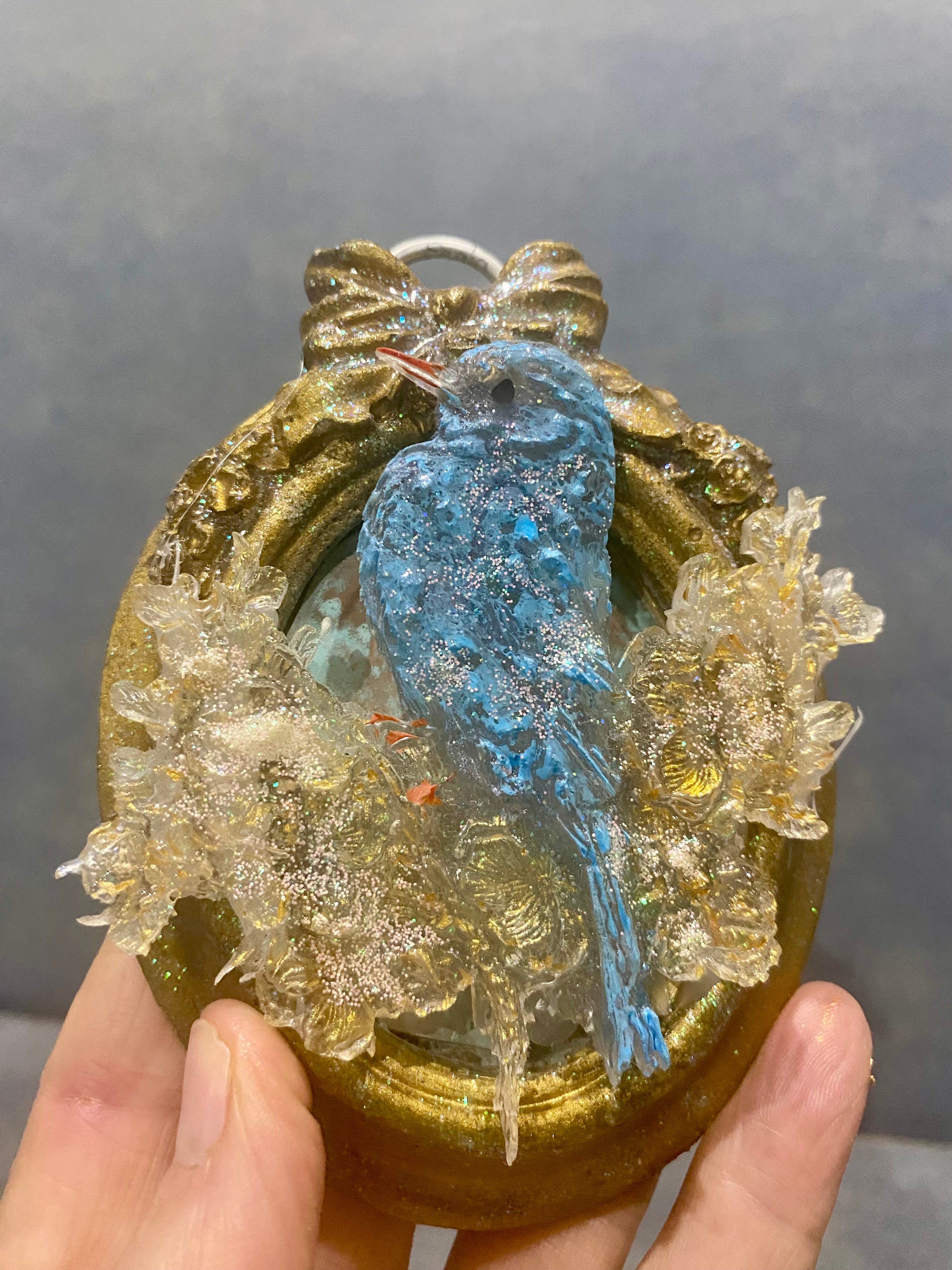 Blue bird of happiness , shabby chick art