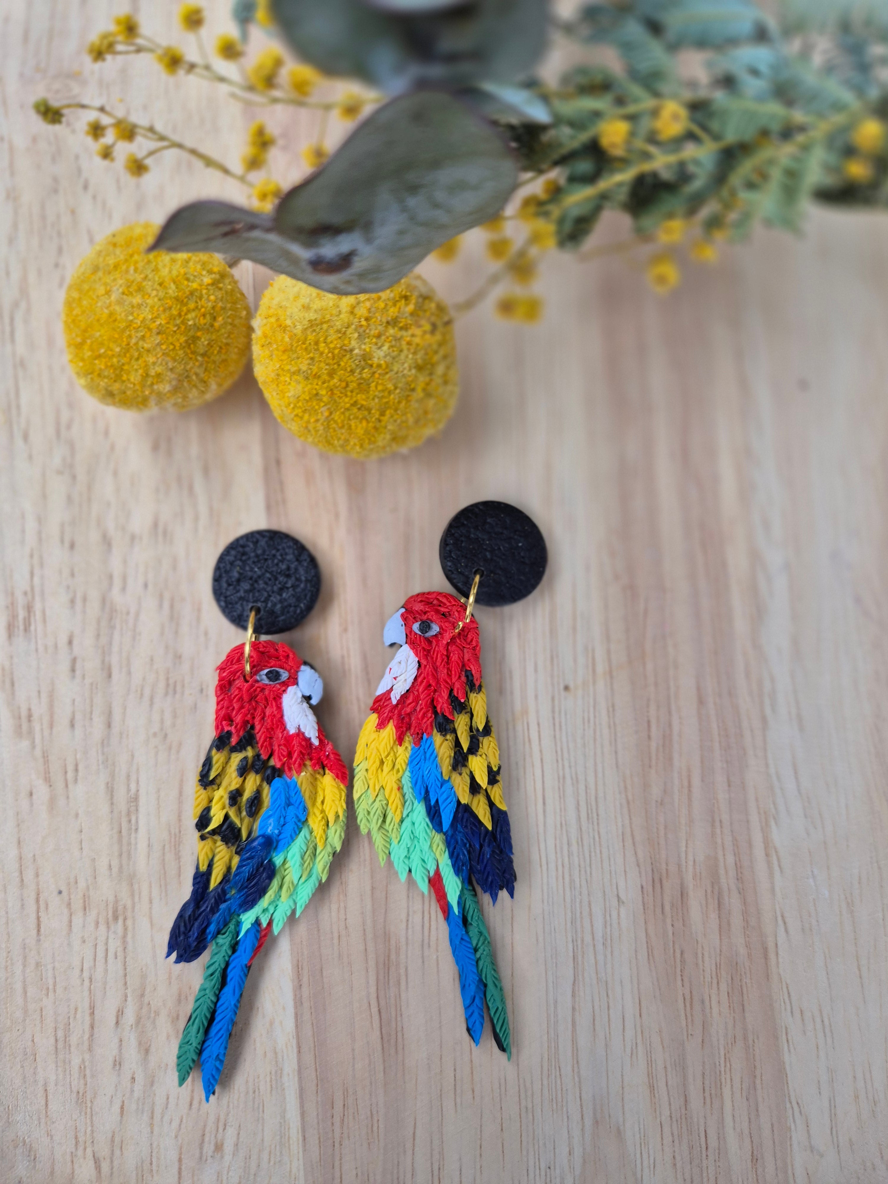 Eastern Rosella Dangle Earrings
