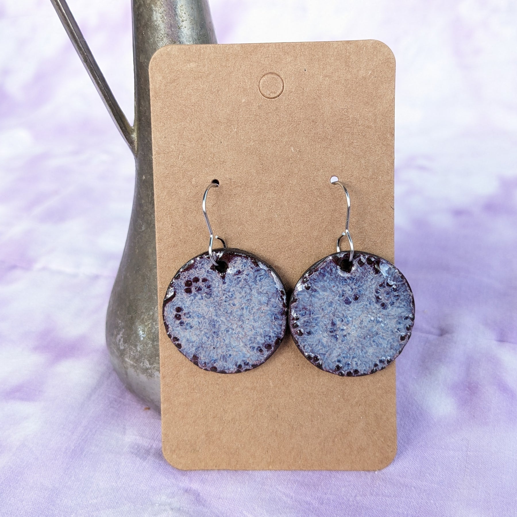 Violet Flowers Earrings. Lightweight, dangle, ceramic earrings.
