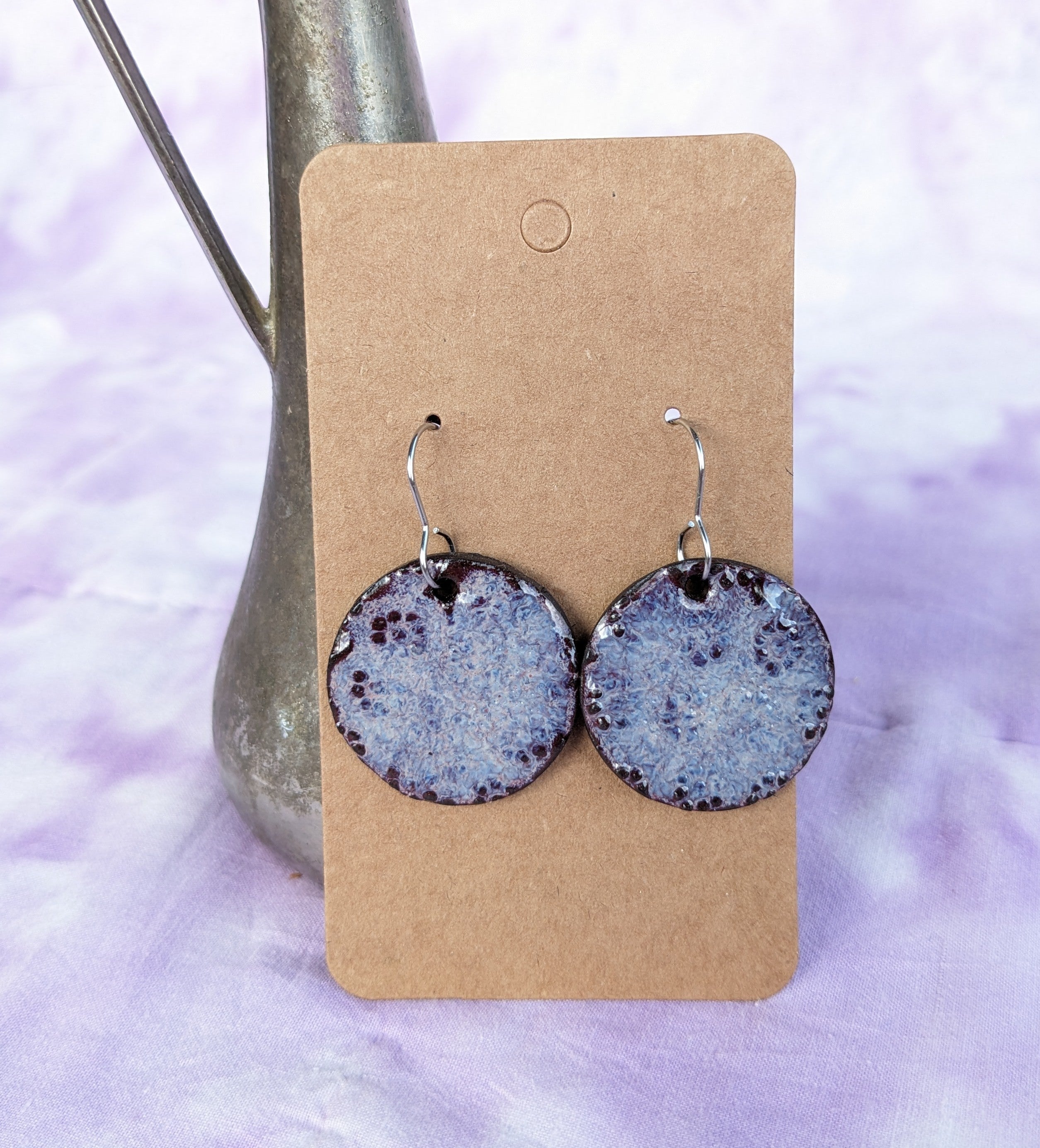 Violet Flowers Earrings. Lightweight, dangle, ceramic earrings.