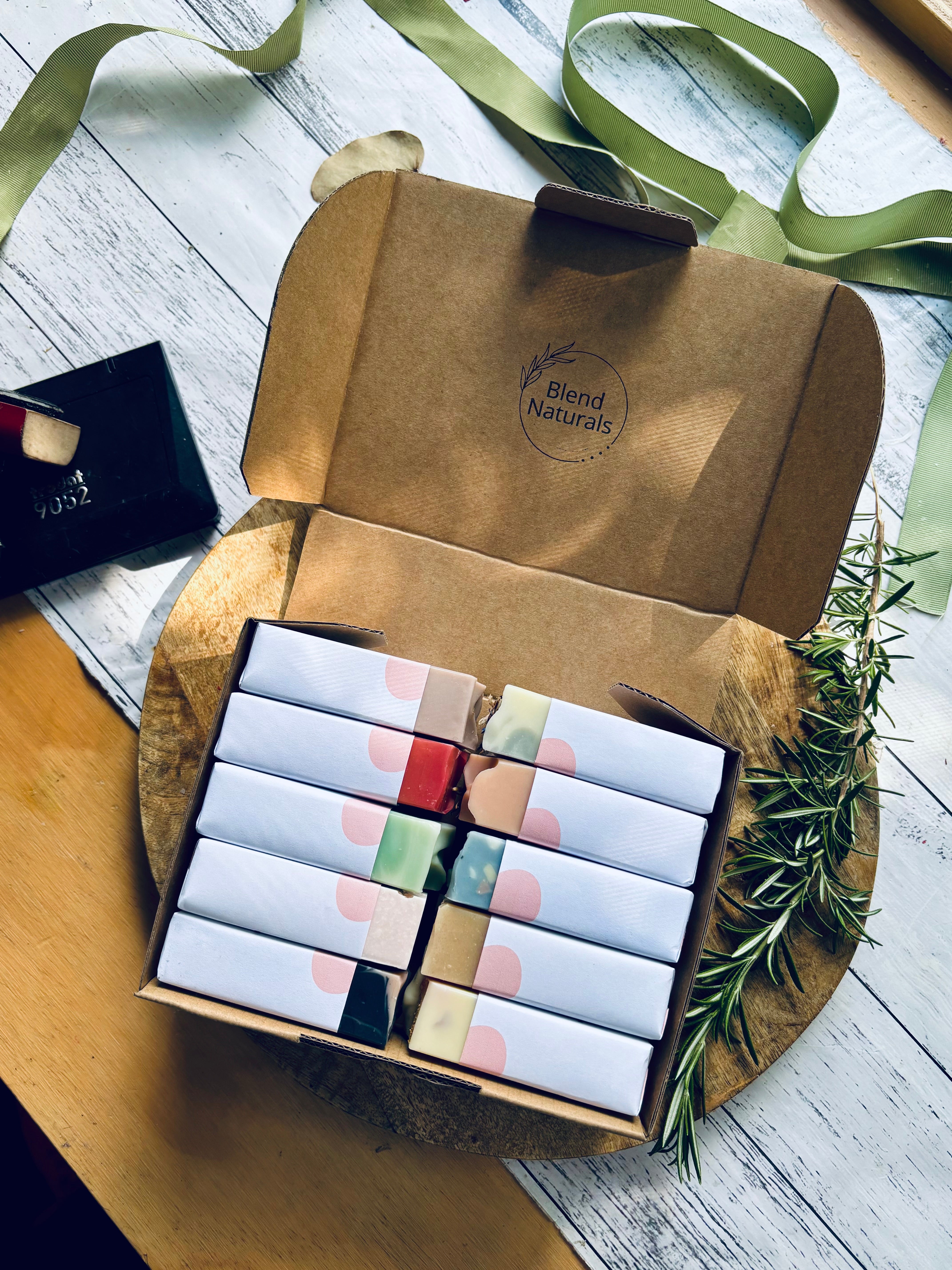 All-Natural Handcrafted Soap Gift Box | Box of 10 Soap Bars |