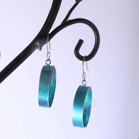 Anodised aluminium earrings hand printed Blue Cloud Collection